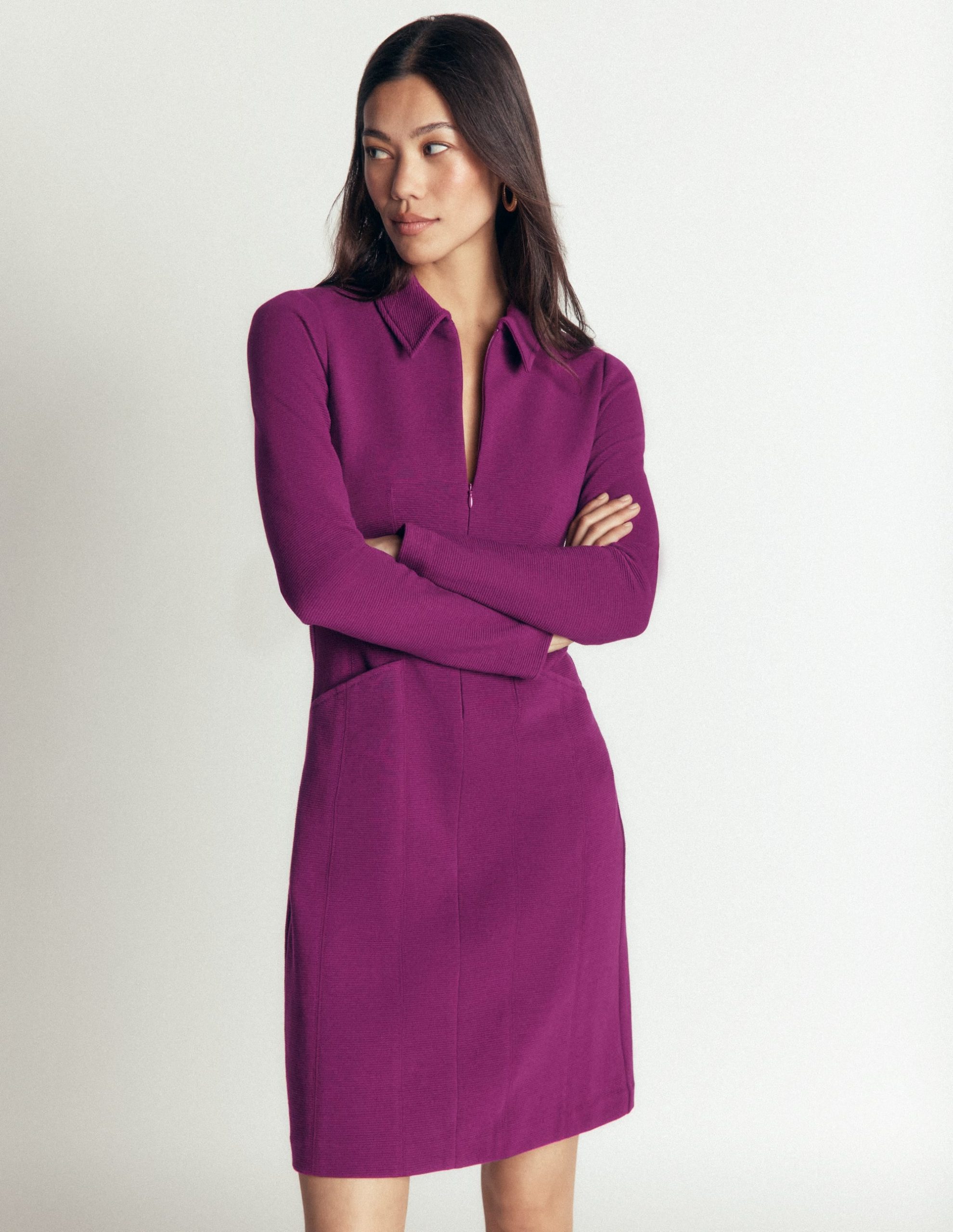 Nia Ottoman Long Sleeve Dress-Plum Jam - Image 4