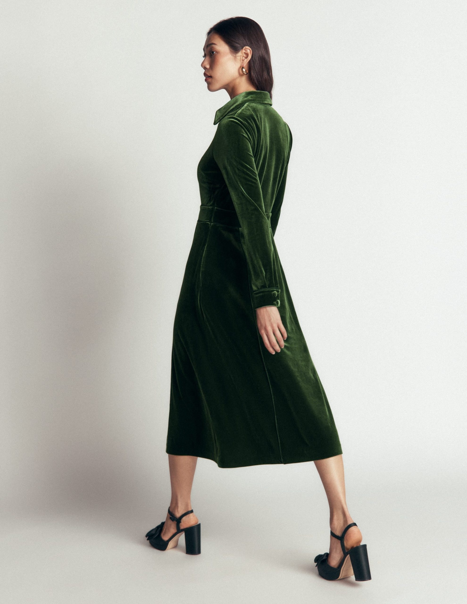 Etta Piping Velvet Dress-Douglas Fir - Image 4