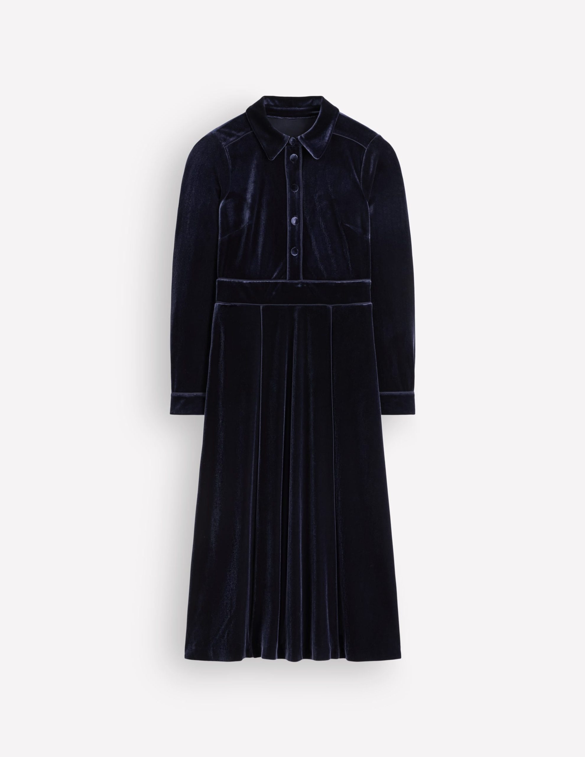 Etta Piping Velvet Dress-Navy - Image 5