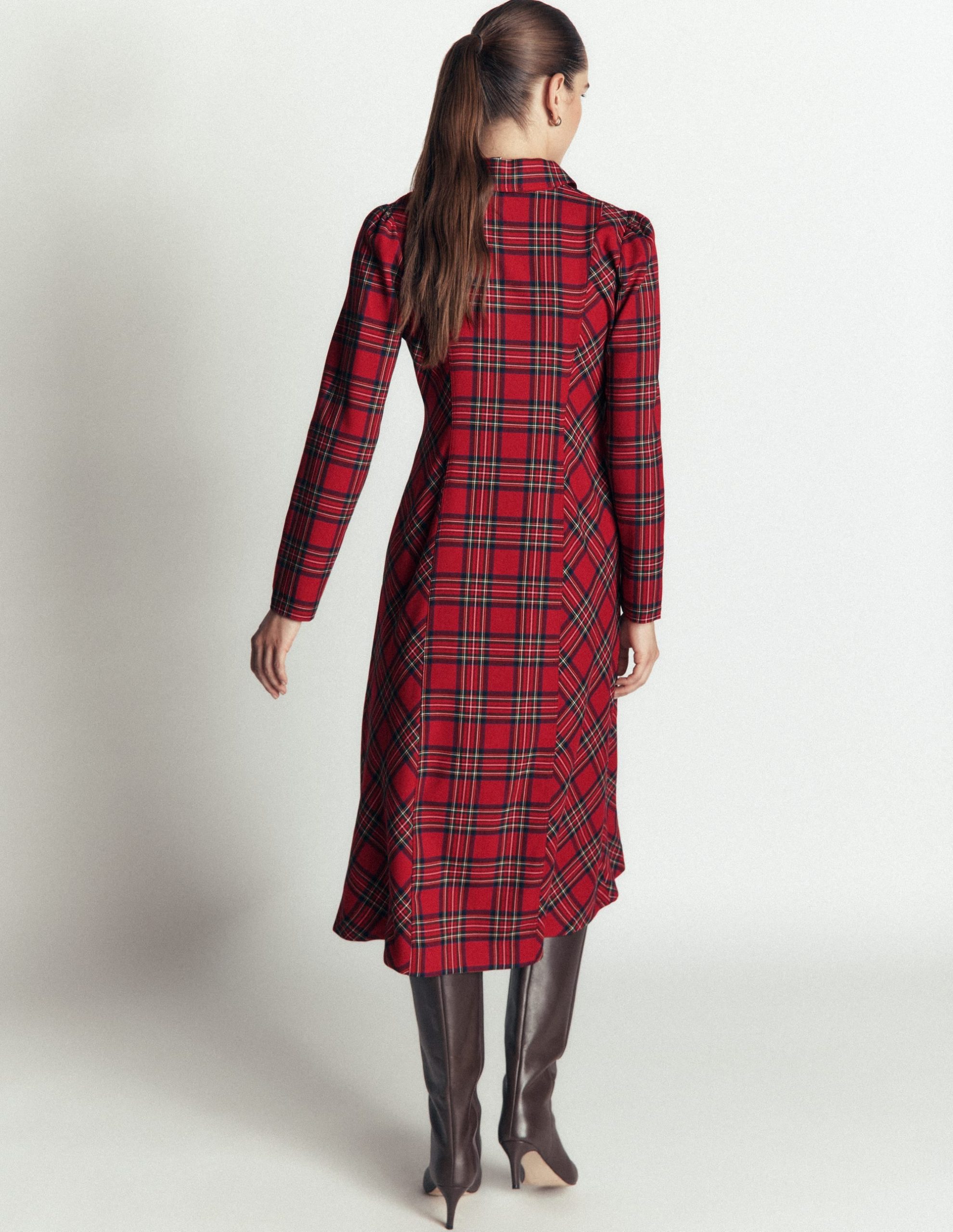 Una Collared Check Midi Dress-Red. Blue and Green Check - Image 4