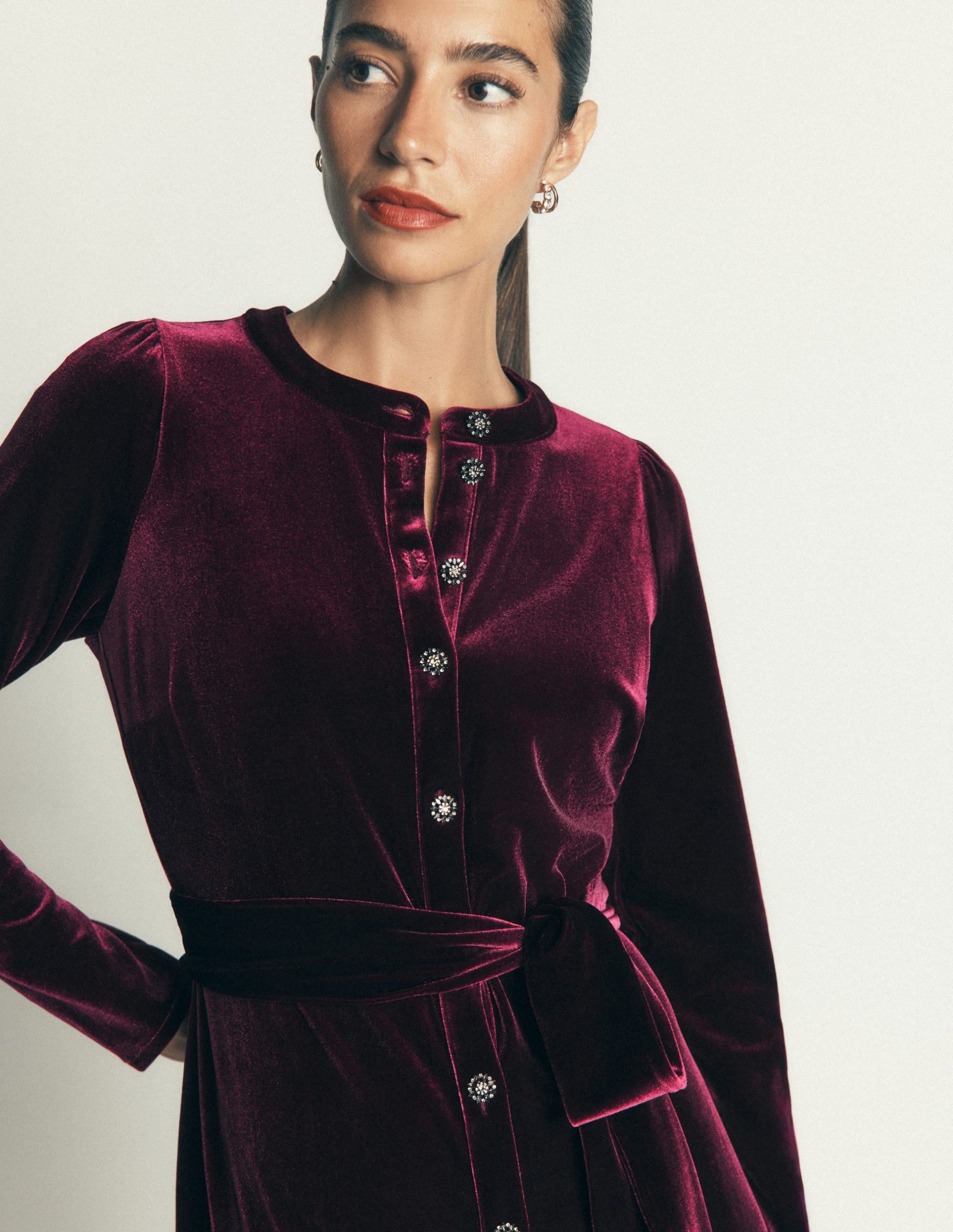 Honor Column Velvet Midi Dress-Port Royal - Image 2