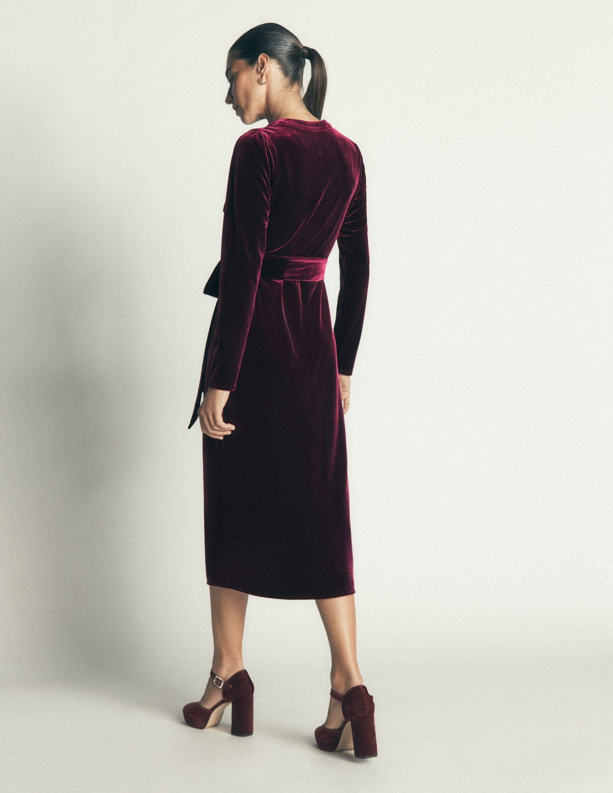 Honor Column Velvet Midi Dress-Port Royal - Image 3