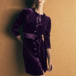 Honor Short Velvet Dress-Nightshade