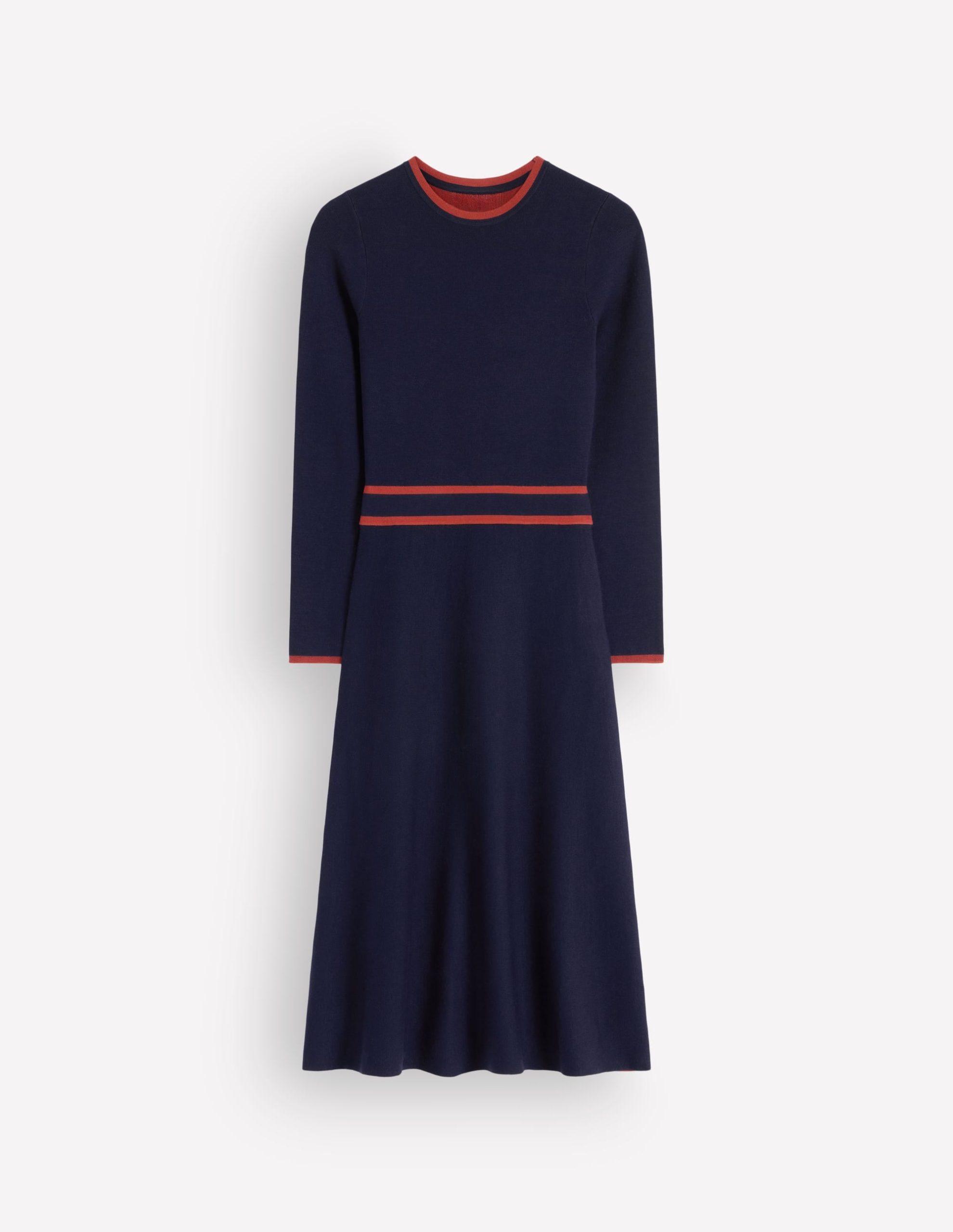 Contrast Tipped Knitted Dress-Navy - Image 6
