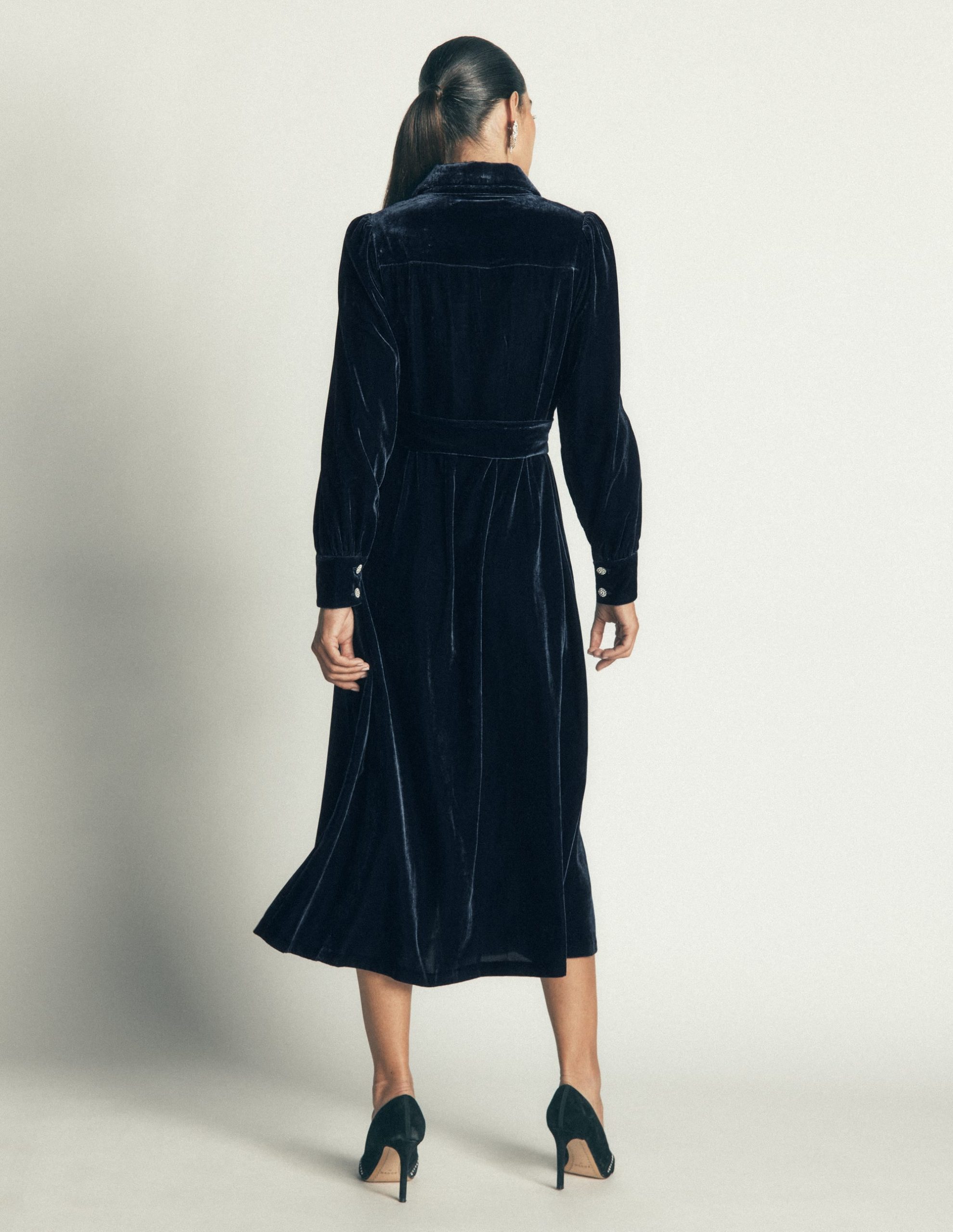 Maeve Velvet Shirt Dress-Teal Ocean - Image 3