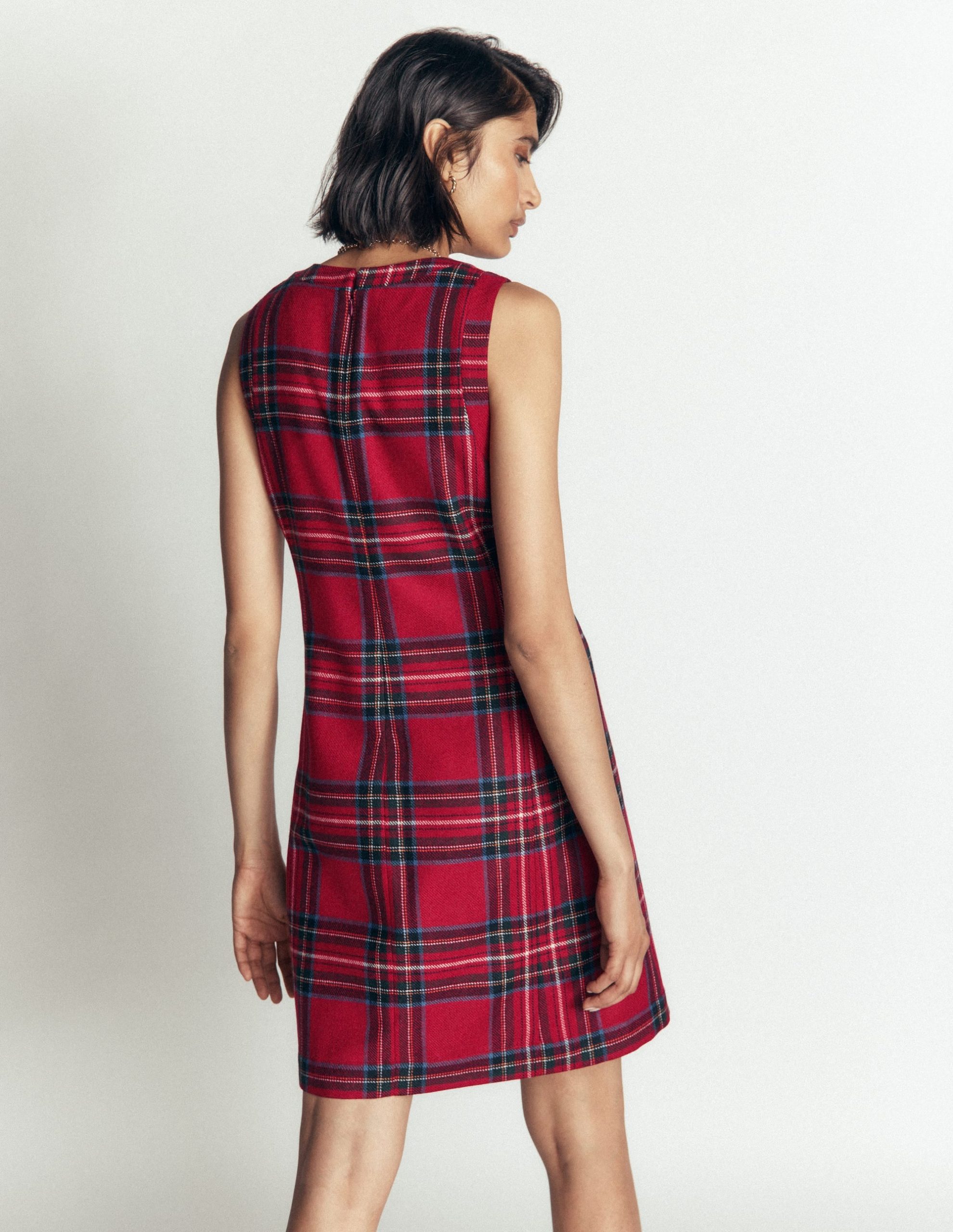 Lou Wool Check Shift Dress-Red. Blue and Green Check - Image 4