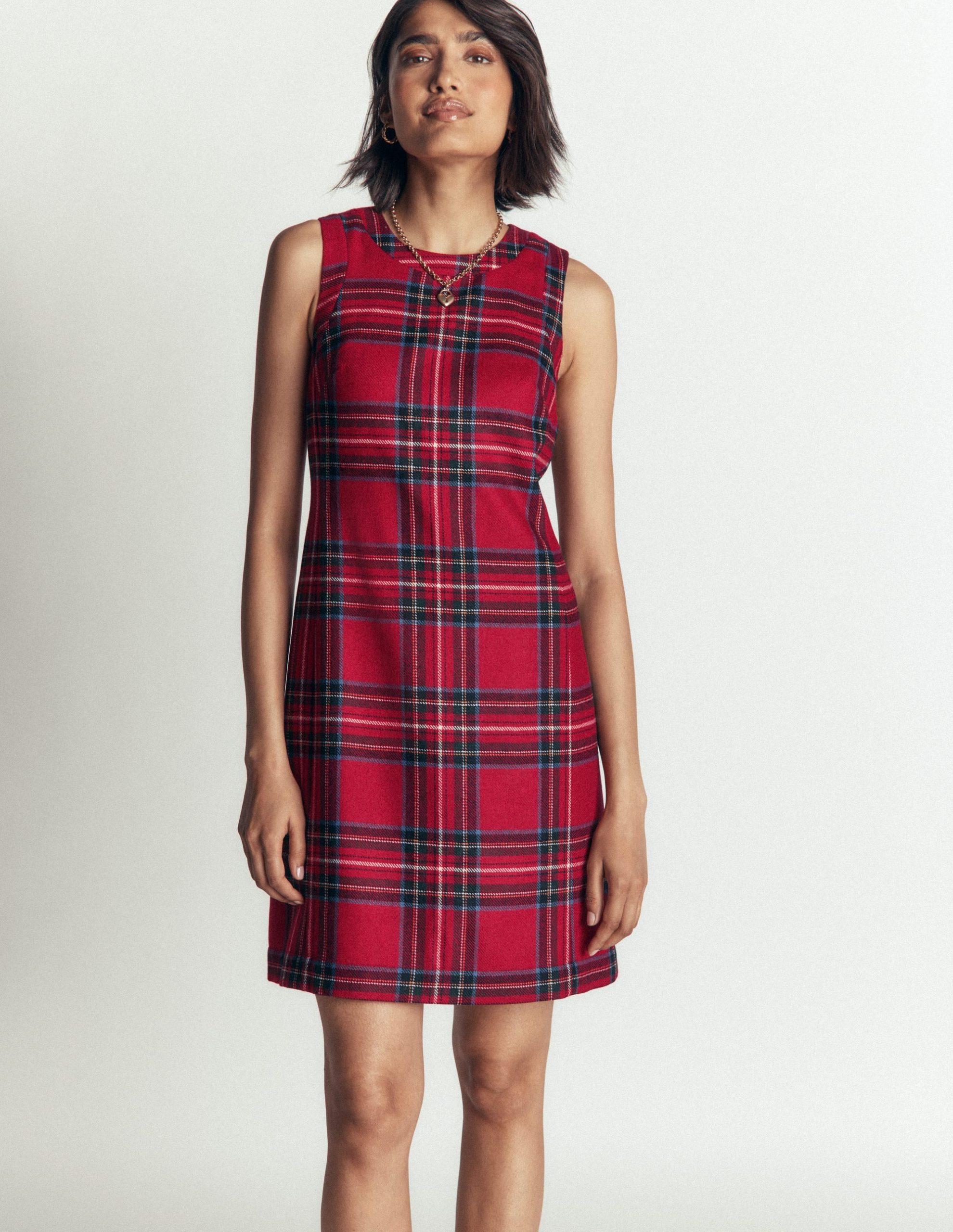 Lou Wool Check Shift Dress-Red. Blue and Green Check - Image 6