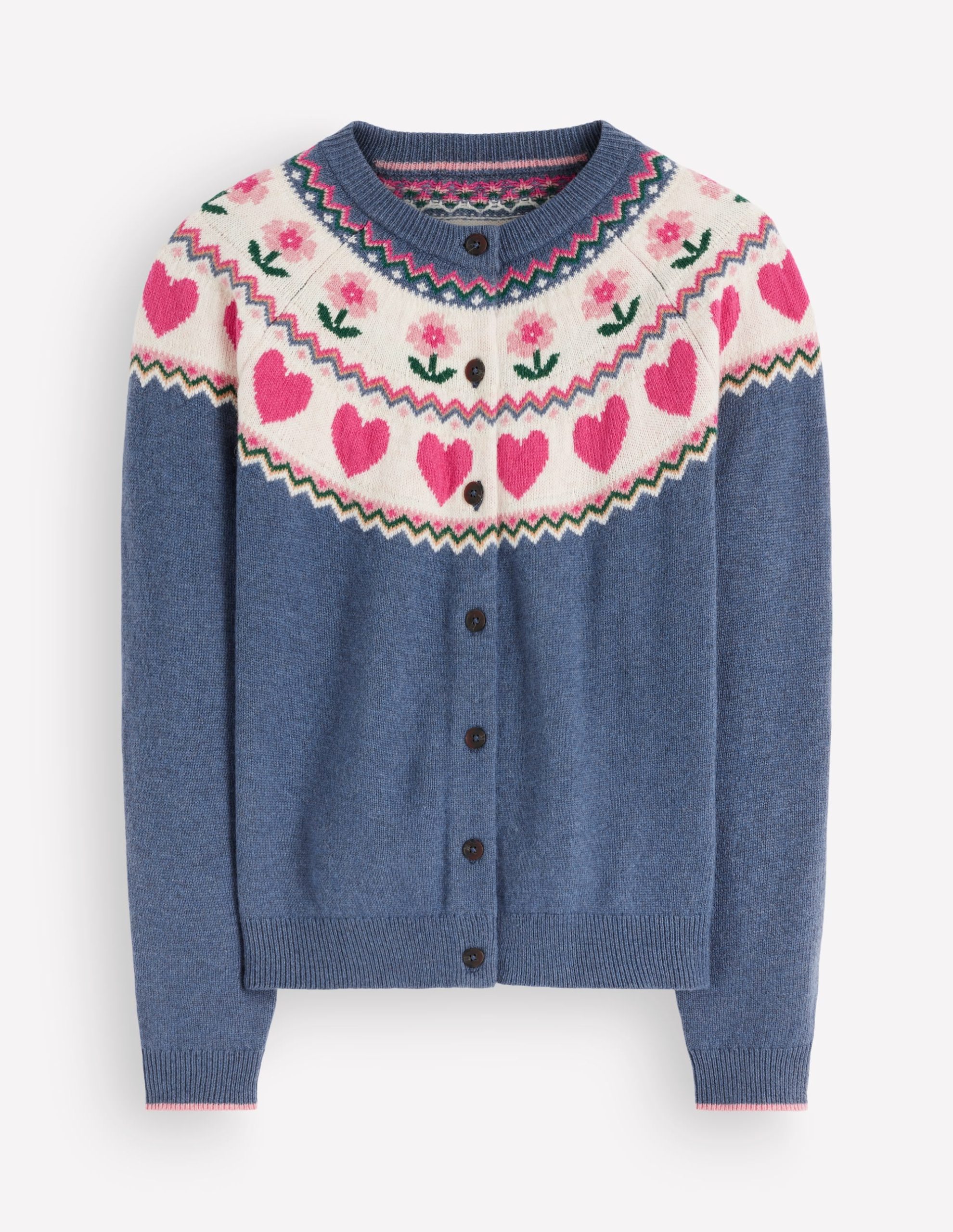 Edie Fair Isle Cardigan-Blue fair isle - Image 5
