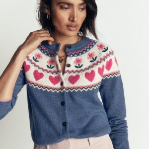 Edie Fair Isle Cardigan-Blue fair isle