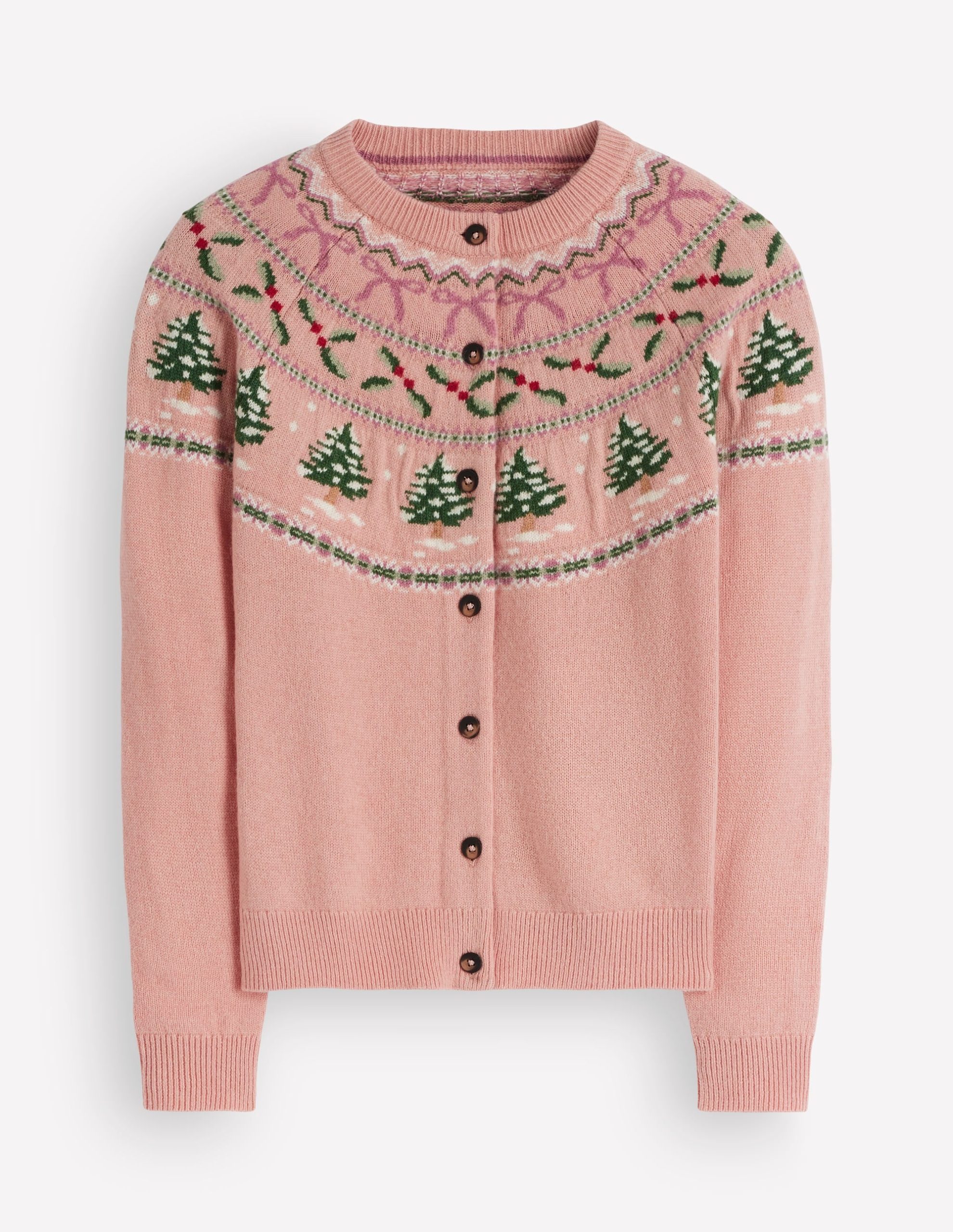 Edie Fair Isle Cardigan-Pink fair isle - Image 7