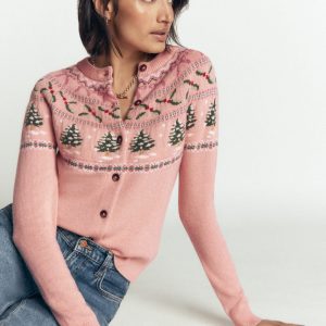 Edie Fair Isle Cardigan-Pink fair isle