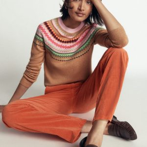 Edie Fair Isle Sweater-Camel fair isle