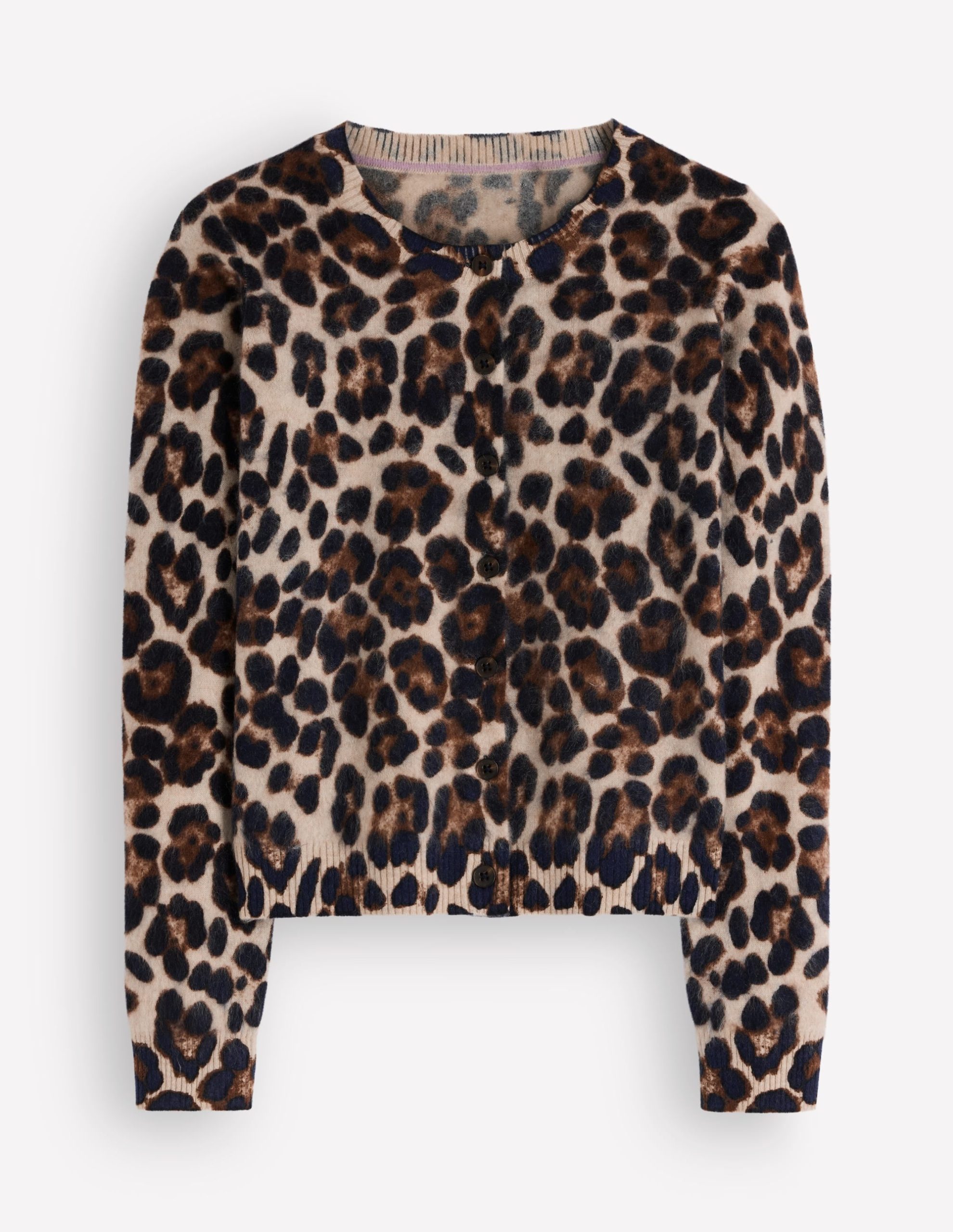 Kat Brushed Cashmere Cardigan-Camel. Leopard - Image 5