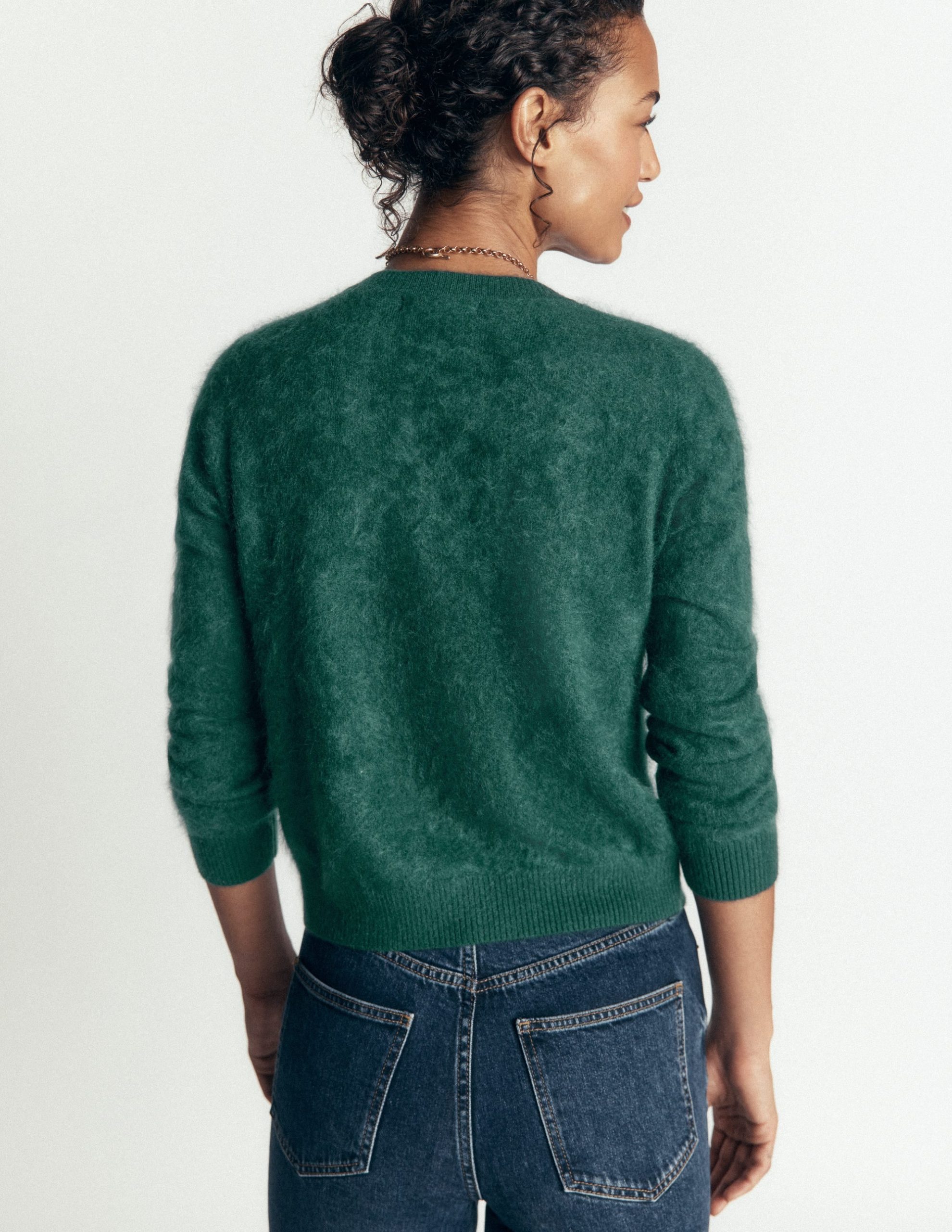 Kat Brushed Cashmere Cardigan-Midnight Teal - Image 3