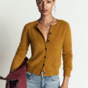 Kat Brushed Cashmere Cardigan-Toffee Brown