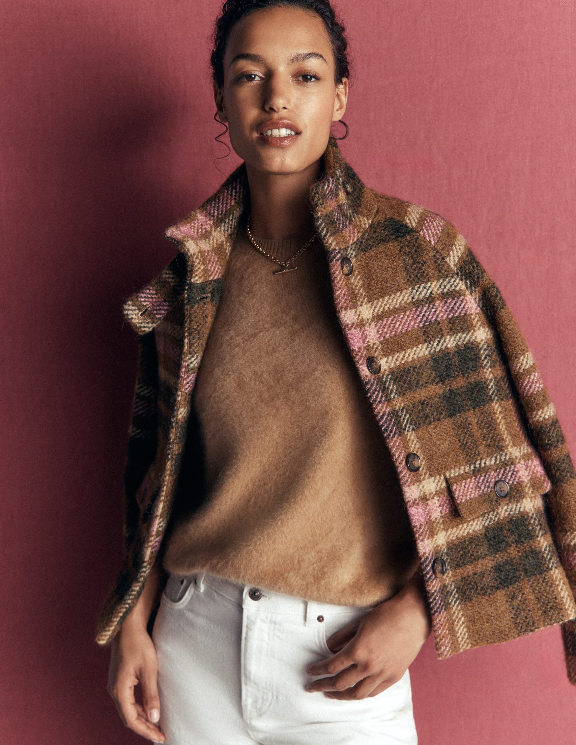 Kat Brushed Cashmere Sweater-Camel Melange