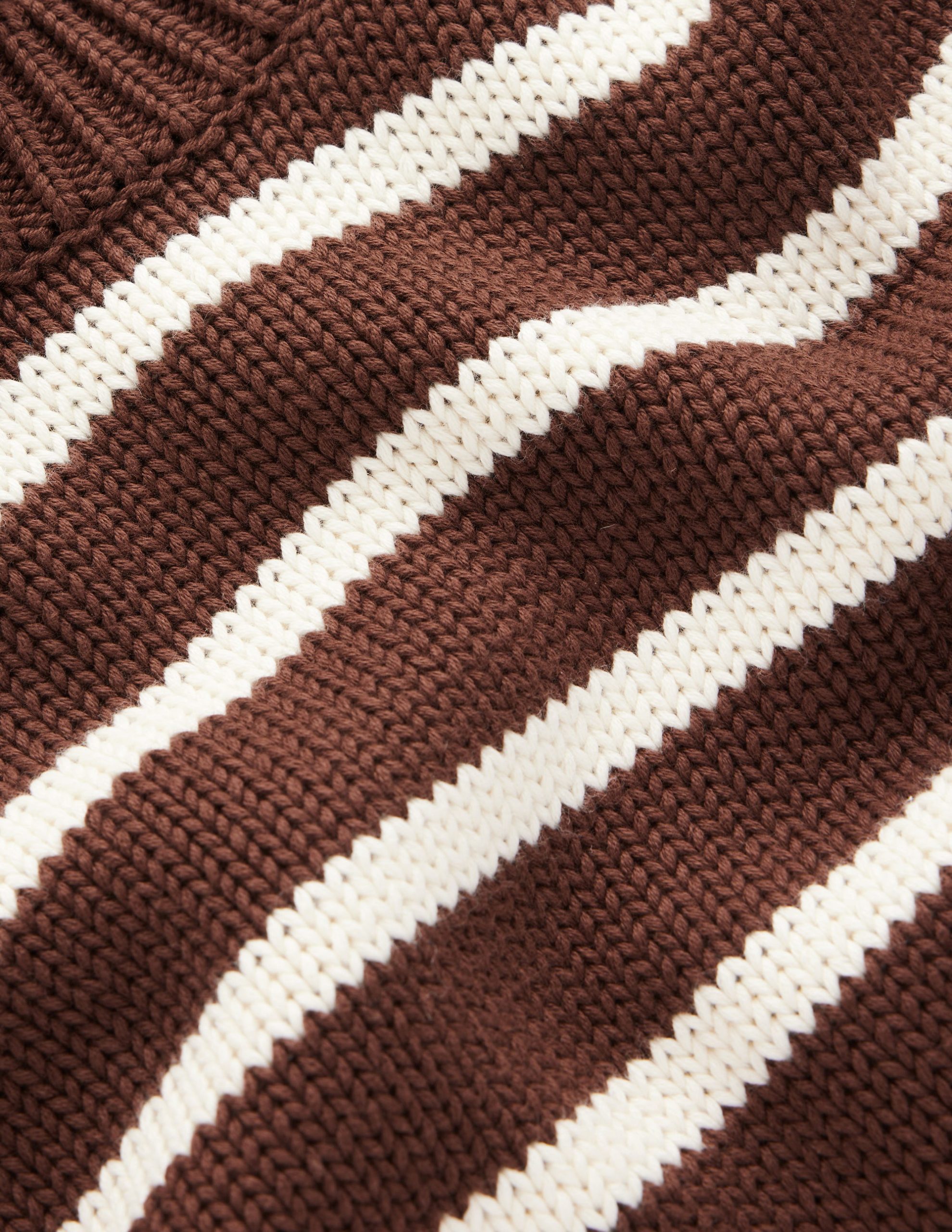 Lucy Chunky Cotton Sweater-brown. ivory stripe - Image 7