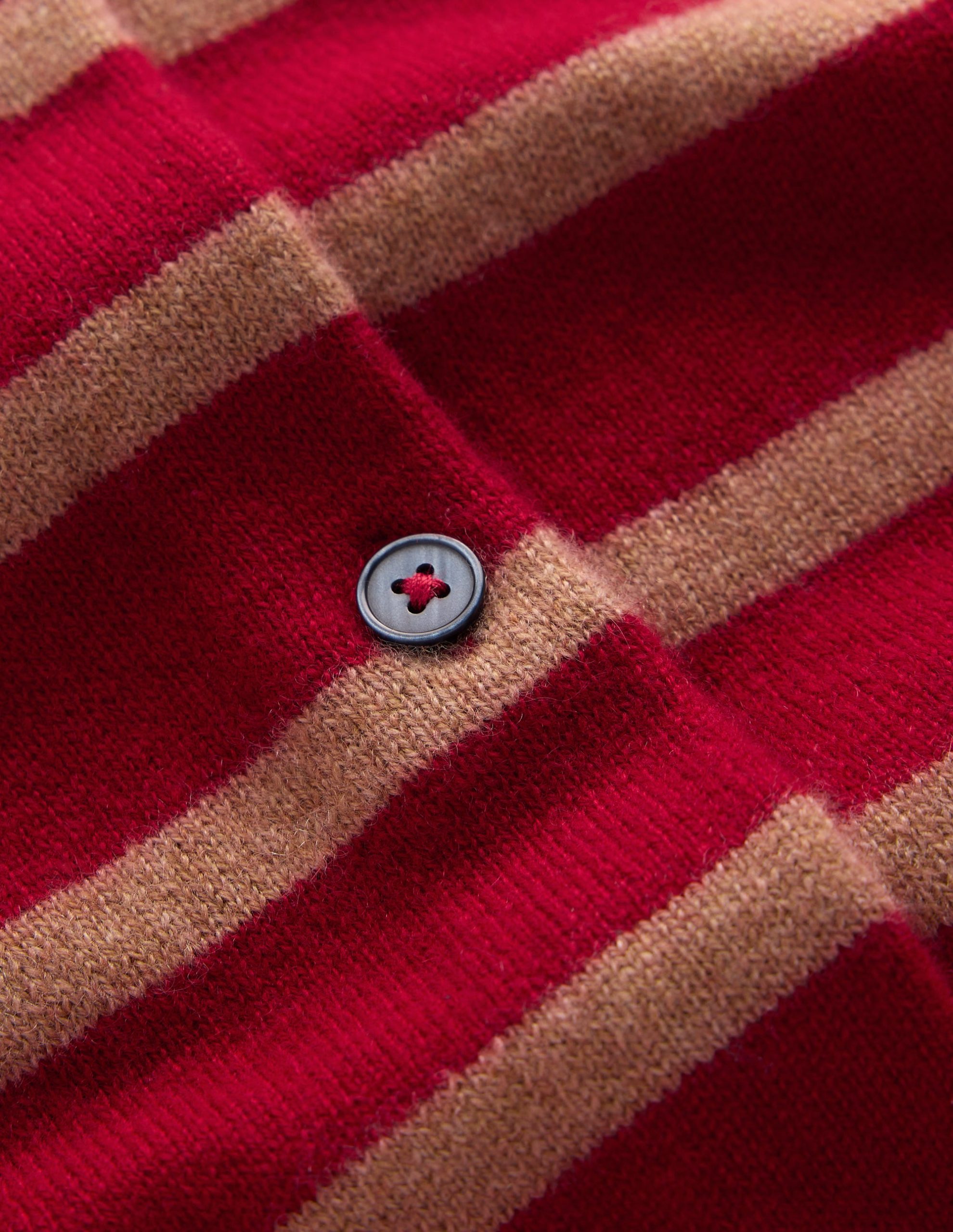 Elsie Cashmere Crew Cardigan-Poppy Red. Camel Stripe - Image 9