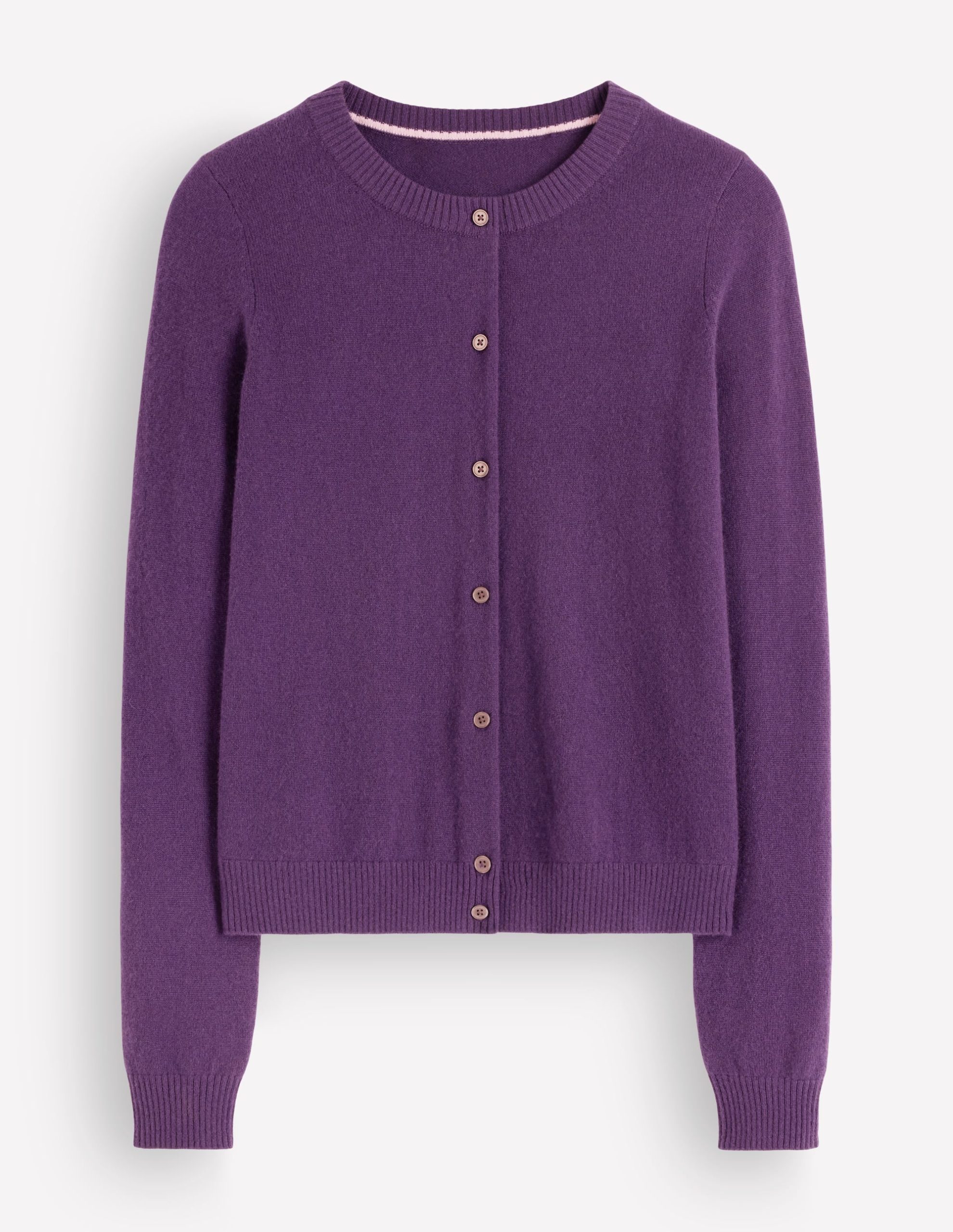 Elsie Cashmere Crew Cardigan-Deep Grape - Image 5