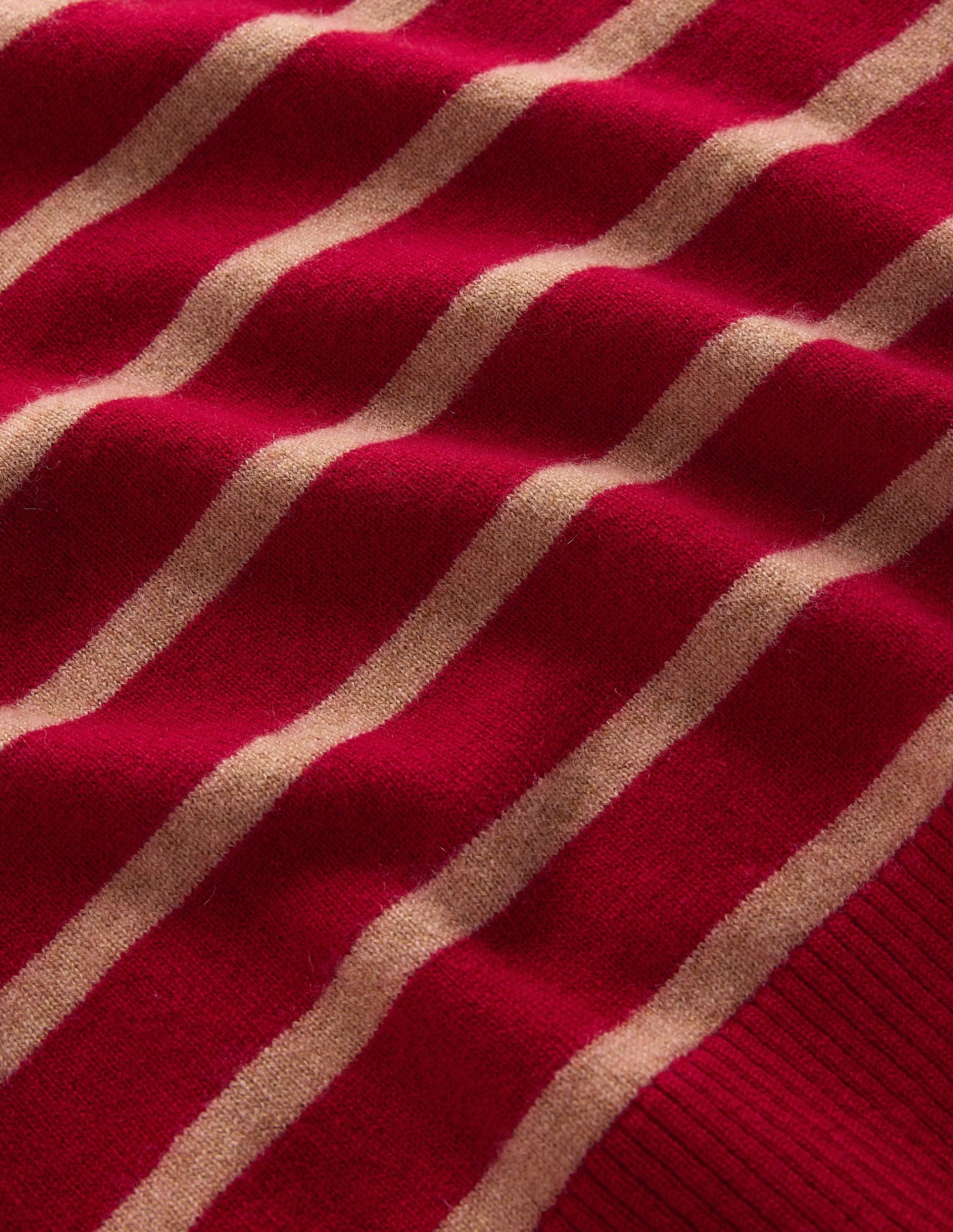Elsie Cashmere Tank-Poppy Red. Camel Stripe - Image 7