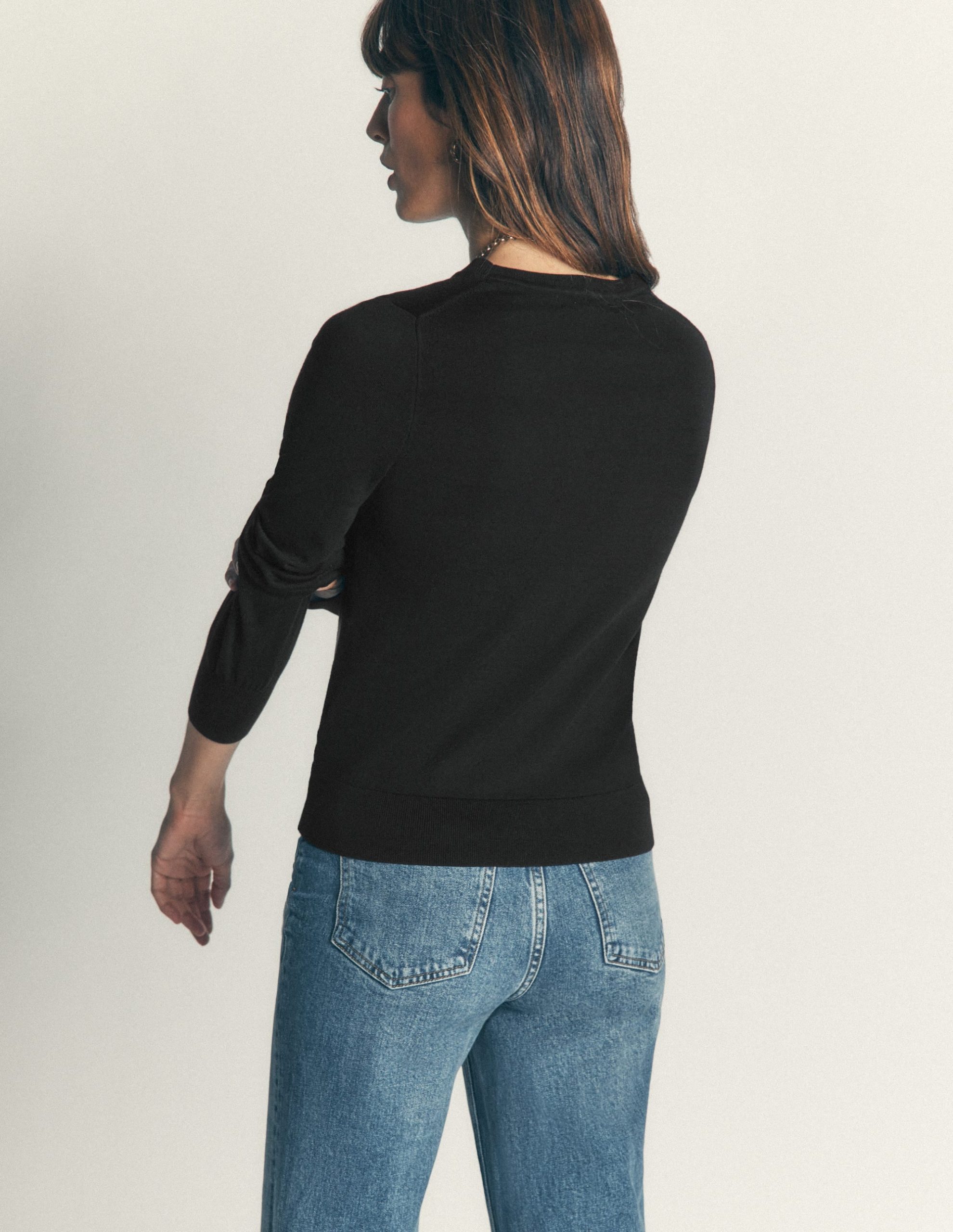 Camilla Cotton Crew Sweater-Black - Image 3