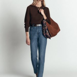 Camilla Cotton Crew Sweater-Bitter Chocolate