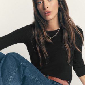 Elsie Cashmere Crew Sweater-Black