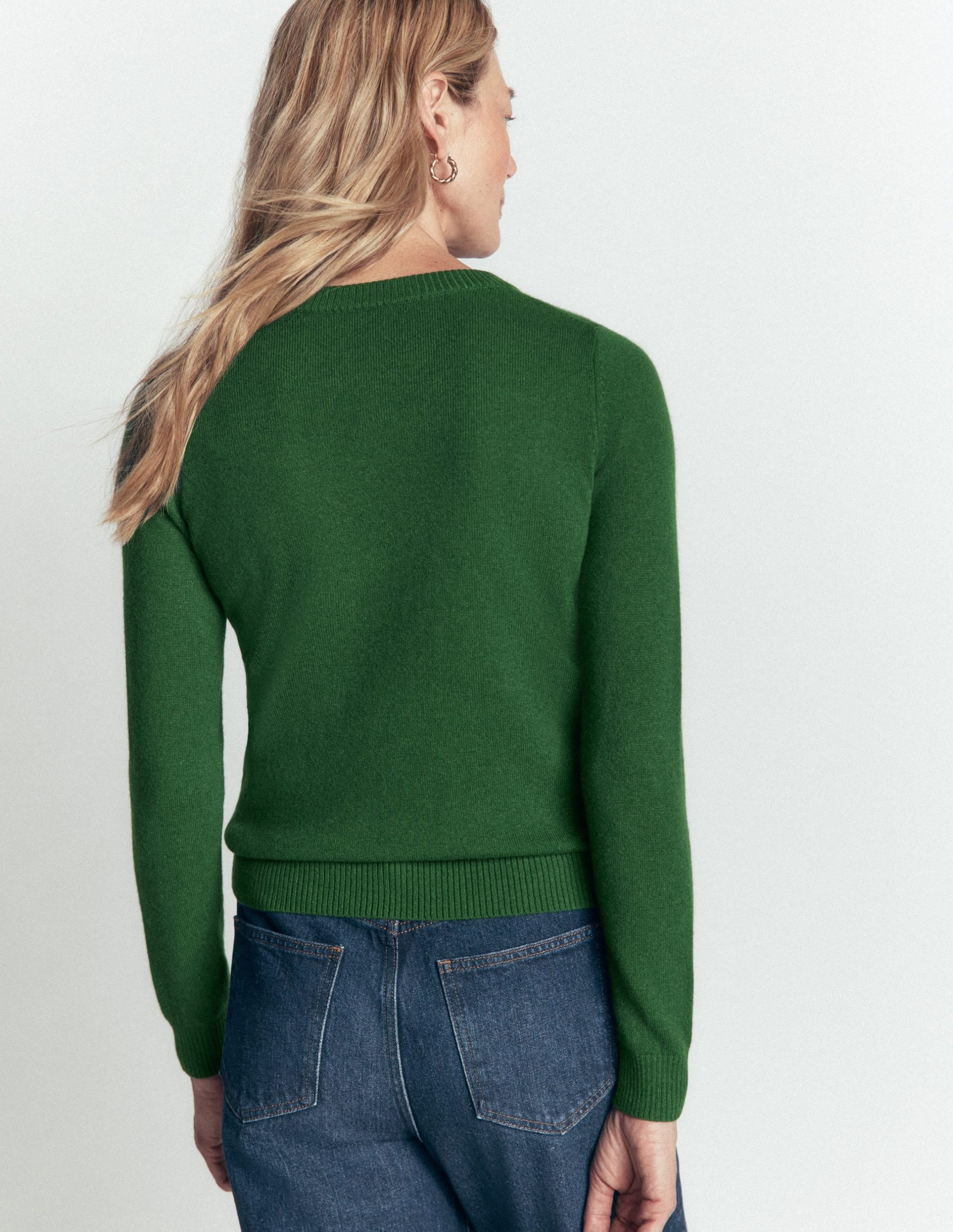 Elsie Cashmere Crew Sweater-Fresh Green - Image 2