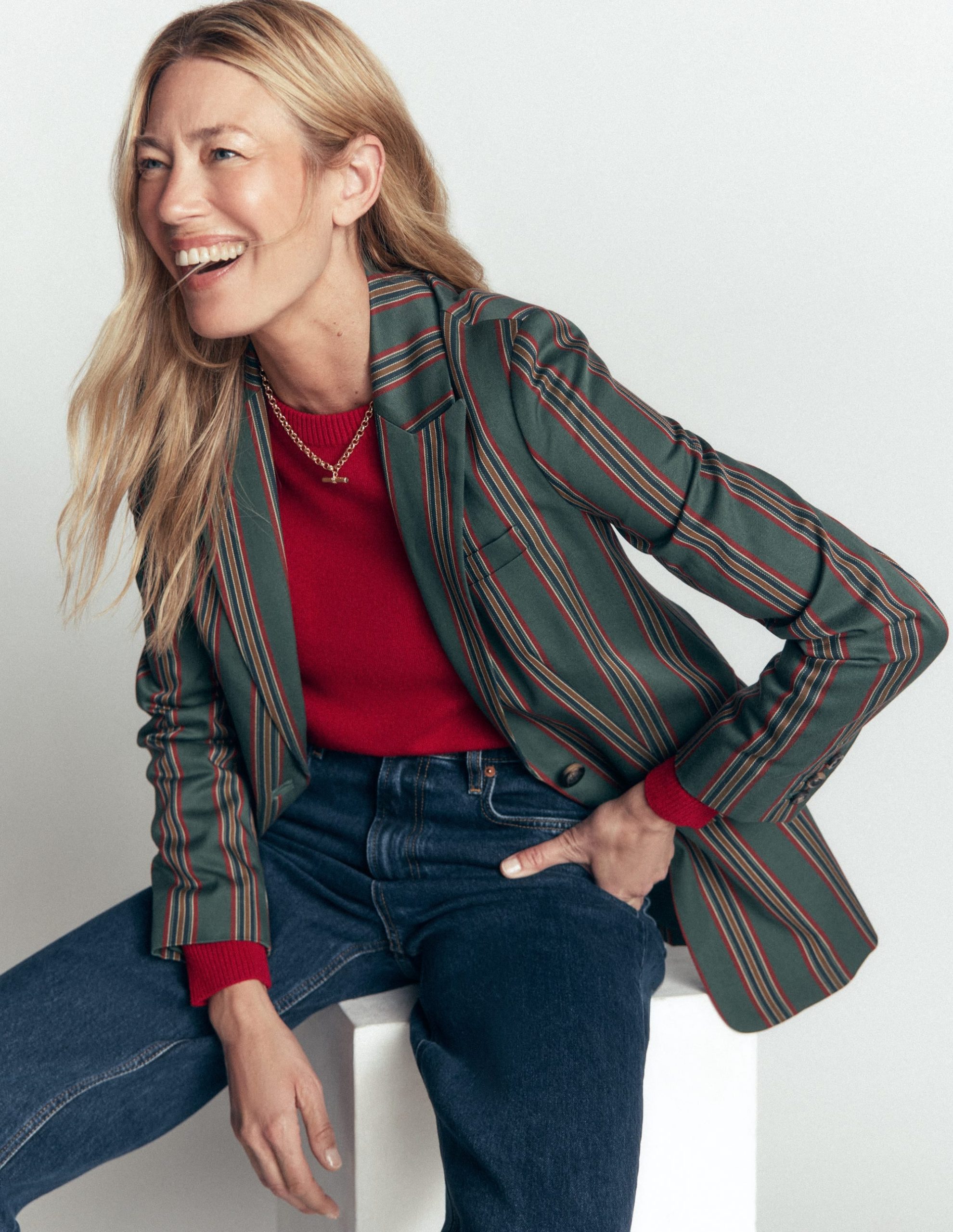 Elsie Cashmere Crew Sweater-Poppy Red