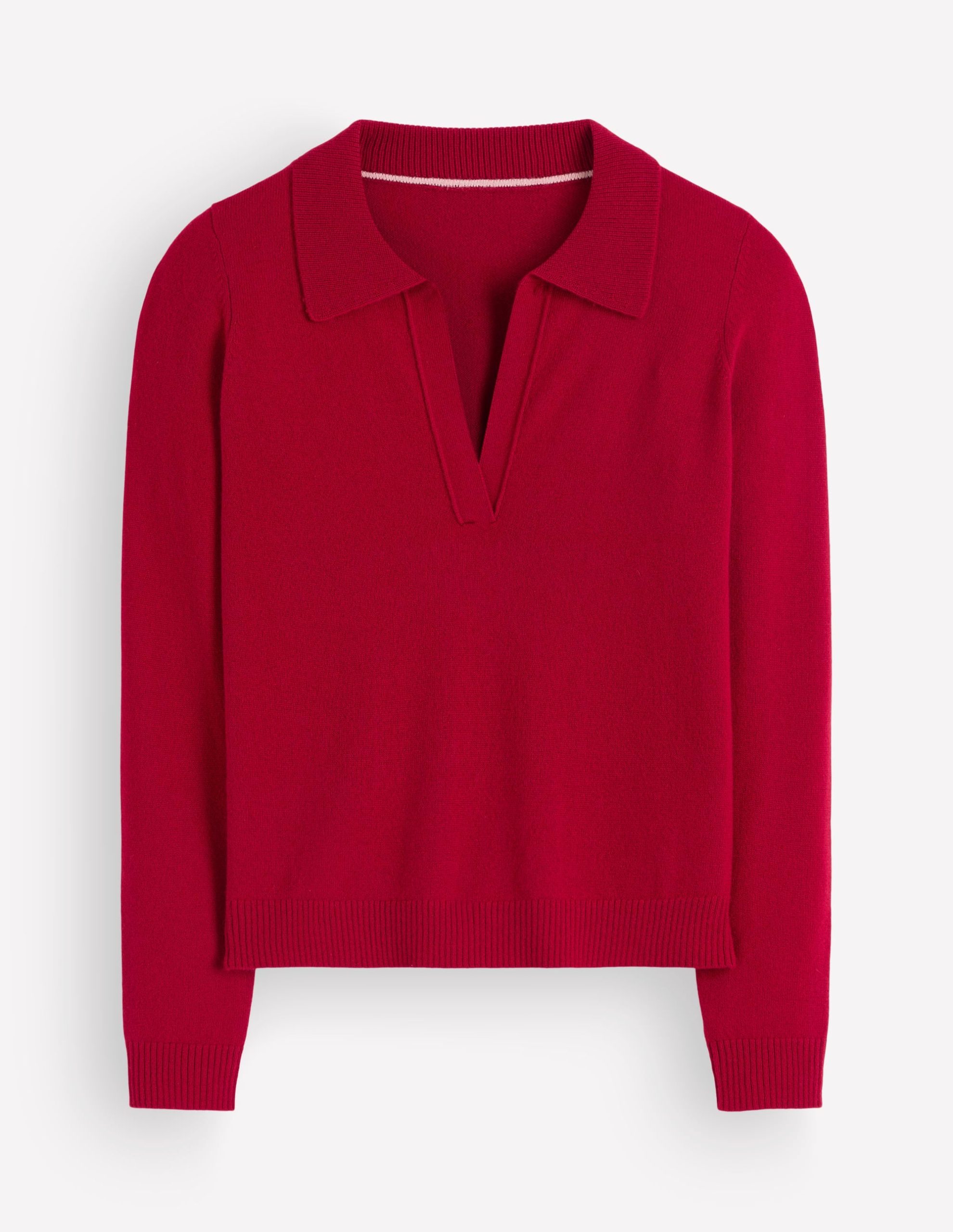 Elsie Cashmere Henley Sweater-Crimson Red - Image 6