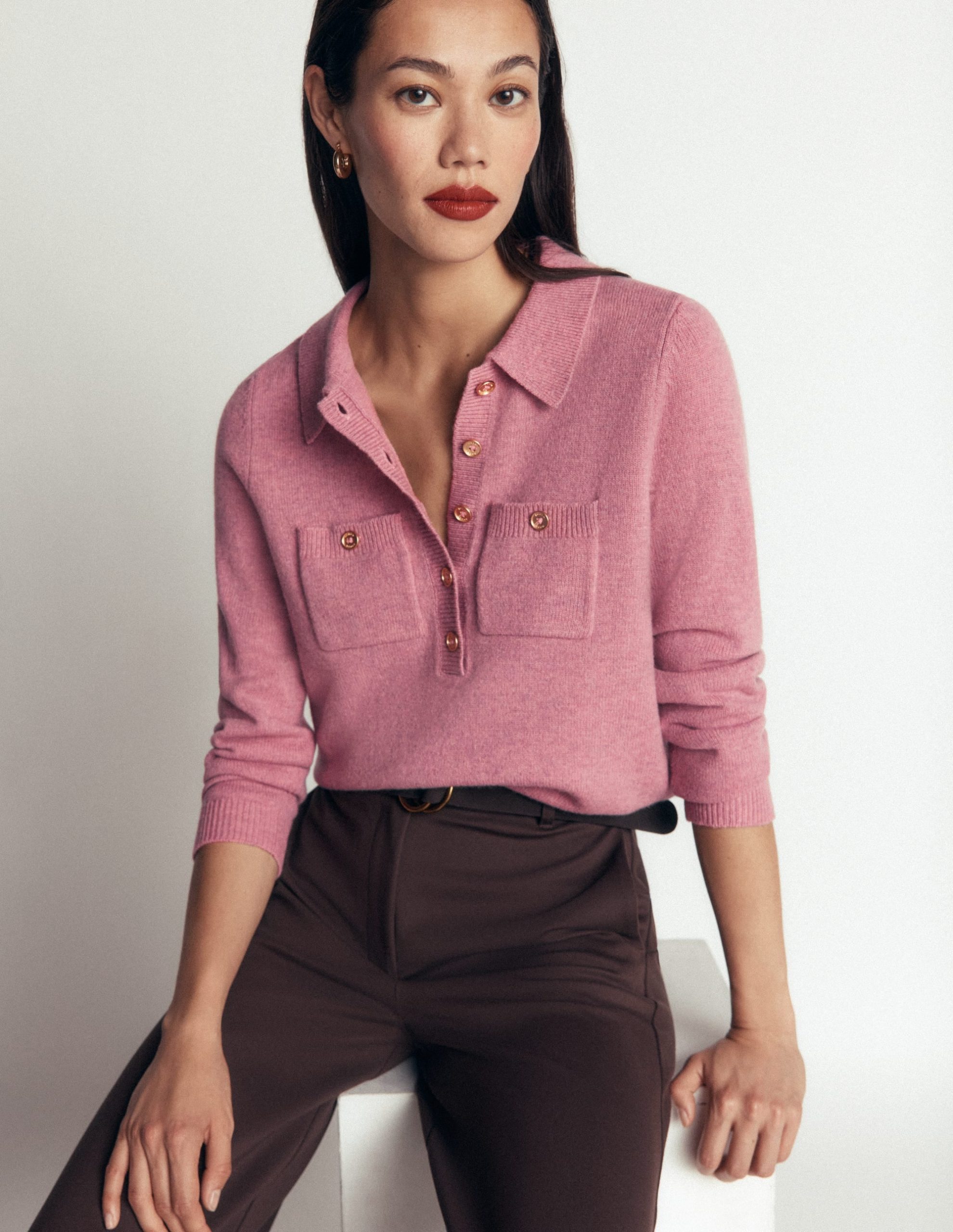 Marianne Merino Wool Sweater-Pink Heather