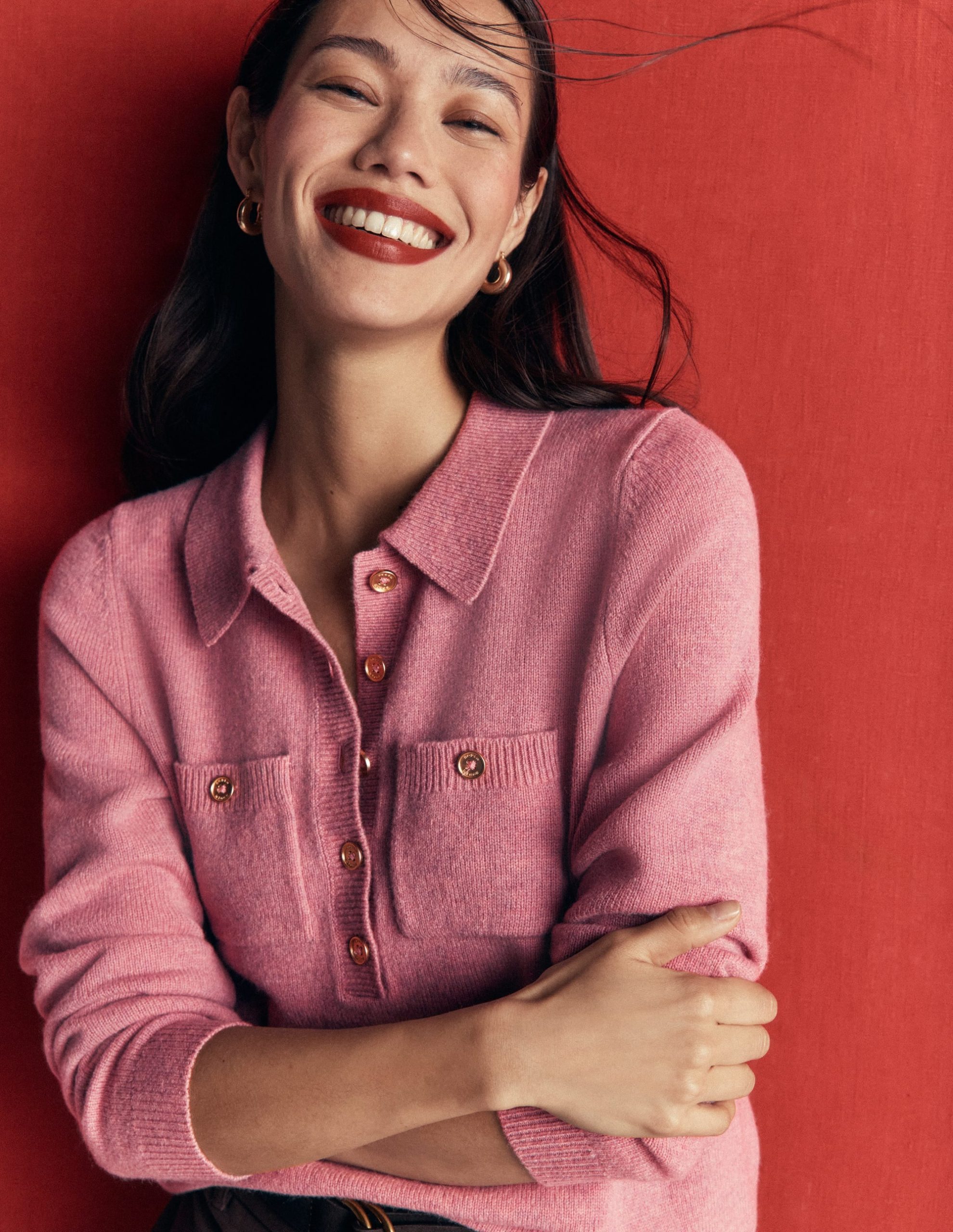 Marianne Merino Wool Sweater-Pink Heather - Image 2