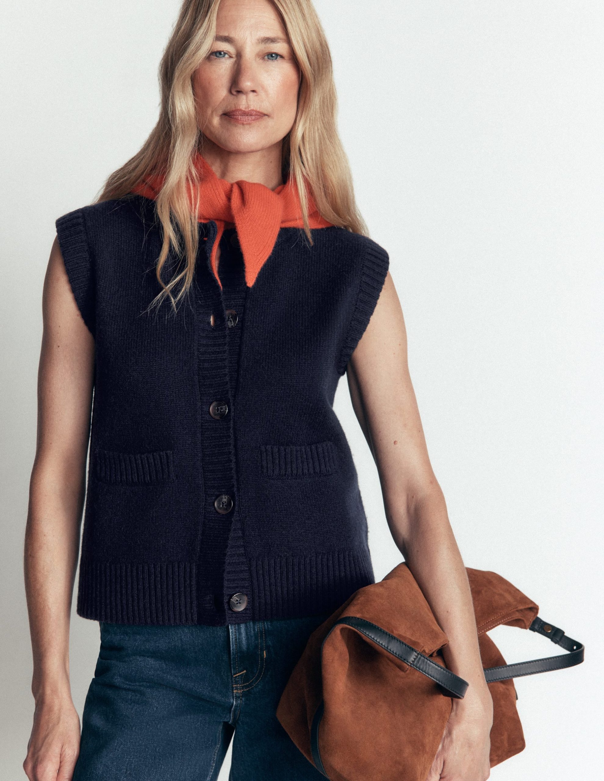 Marta Merino Wool Waistcoat-Navy