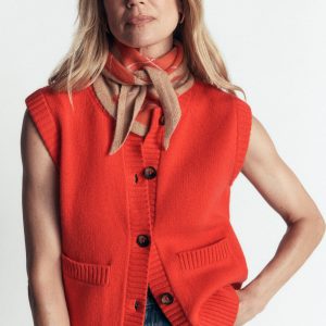 Marta Merino Wool Waistcoat-Sunset Orange