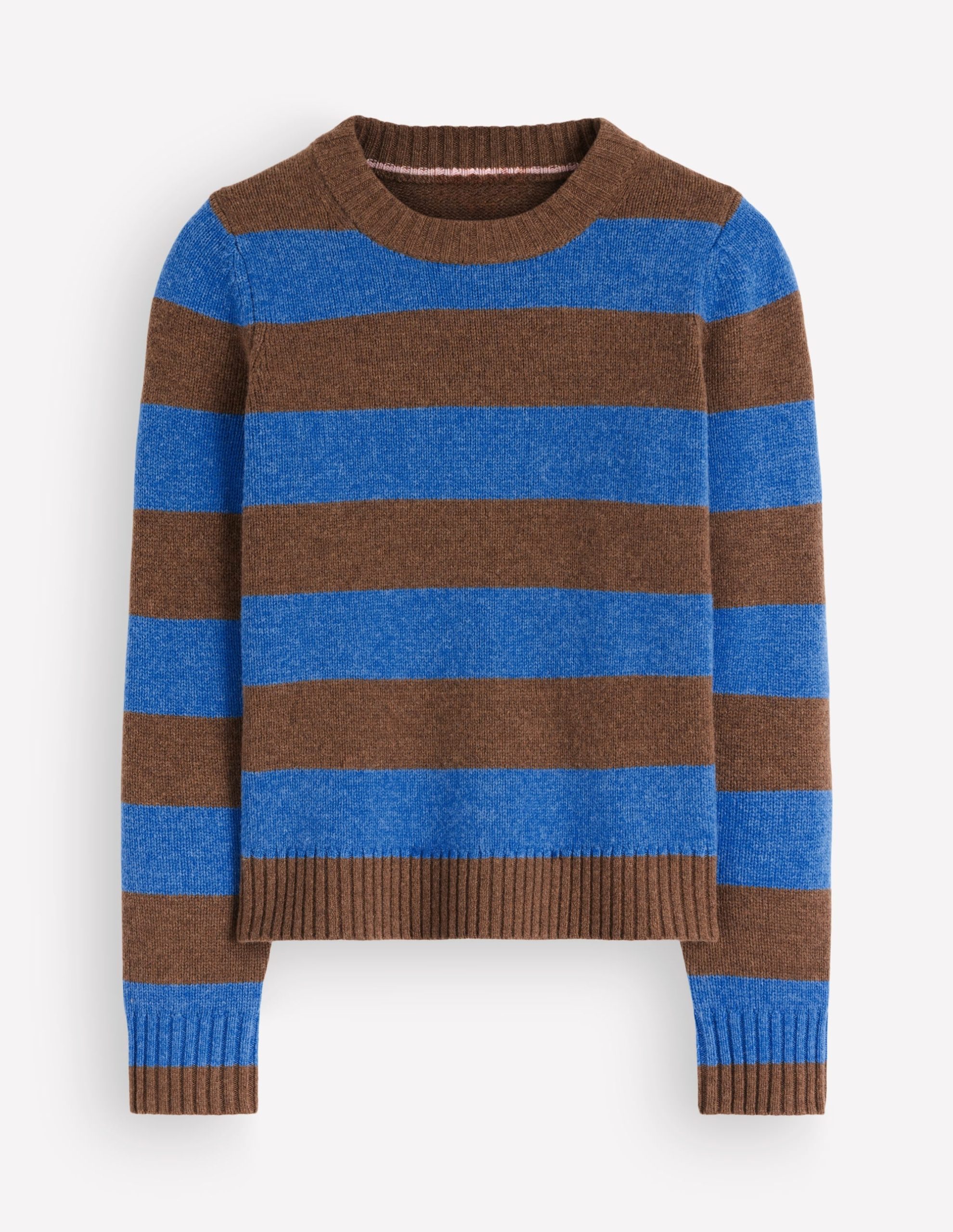 Marta Merino Wool Crew Sweater-Bitter Chocolate. Blue Stripe - Image 7