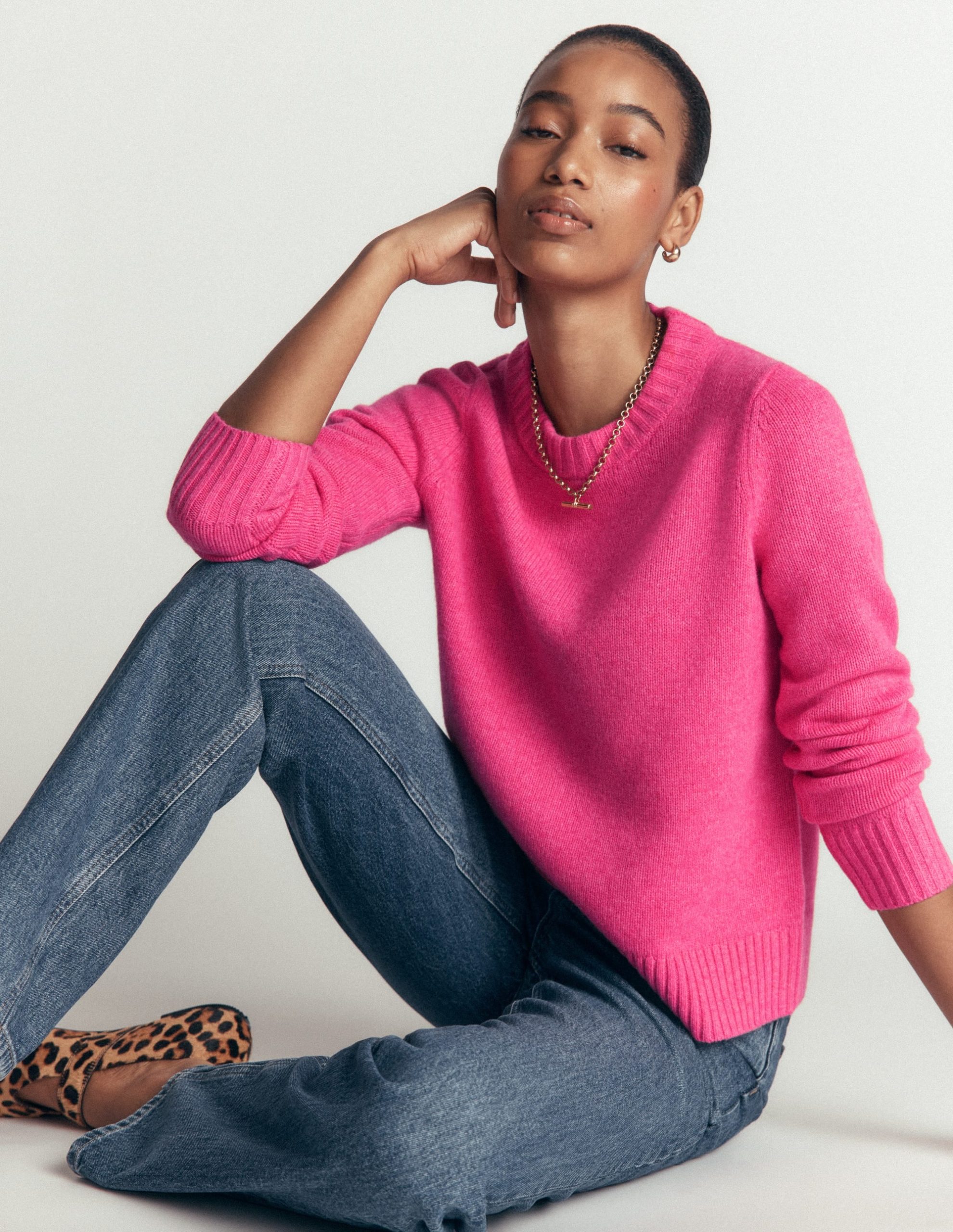 Marta Merino Wool Crew Sweater-Pink Power - Image 2