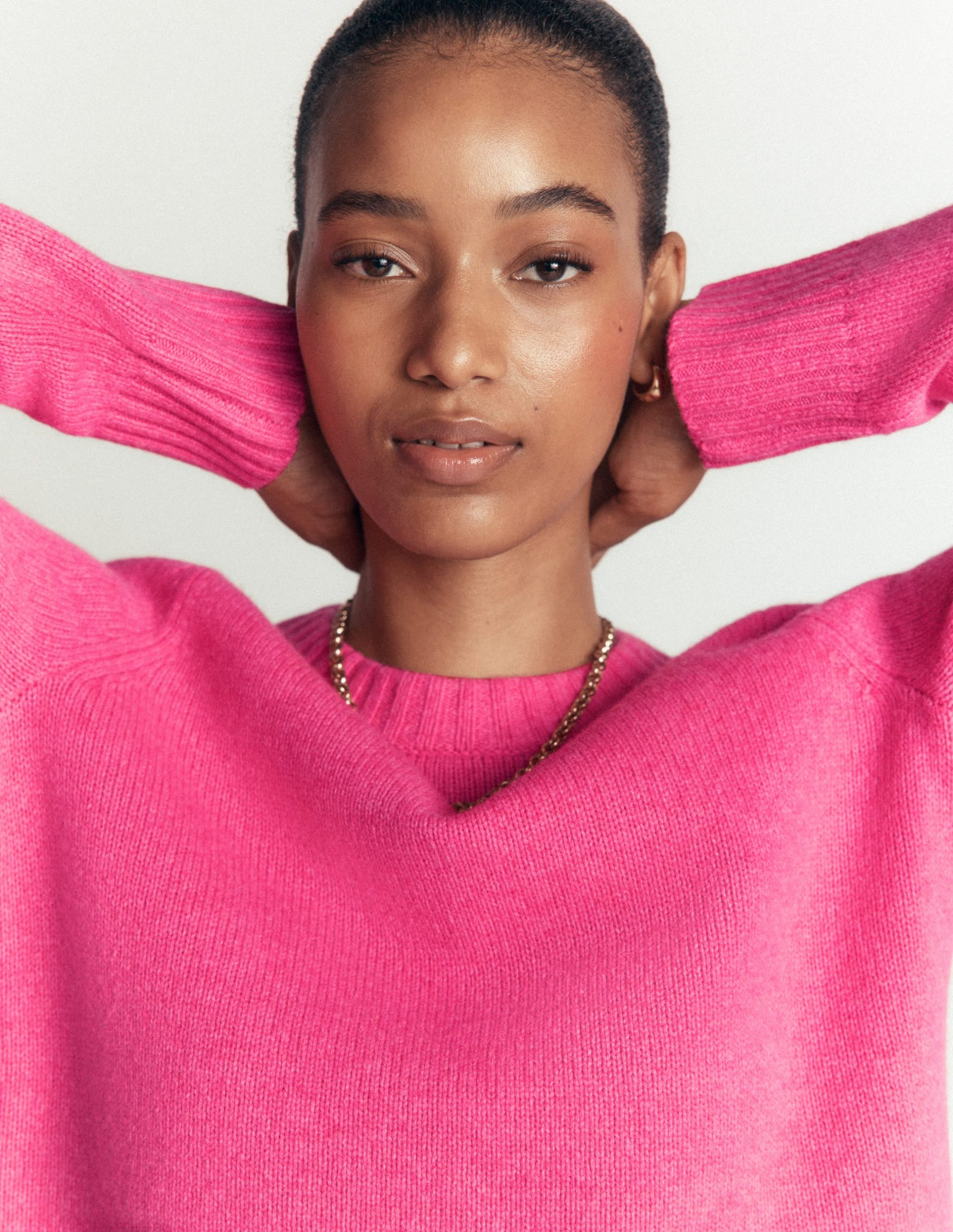 Marta Merino Wool Crew Sweater-Pink Power - Image 3