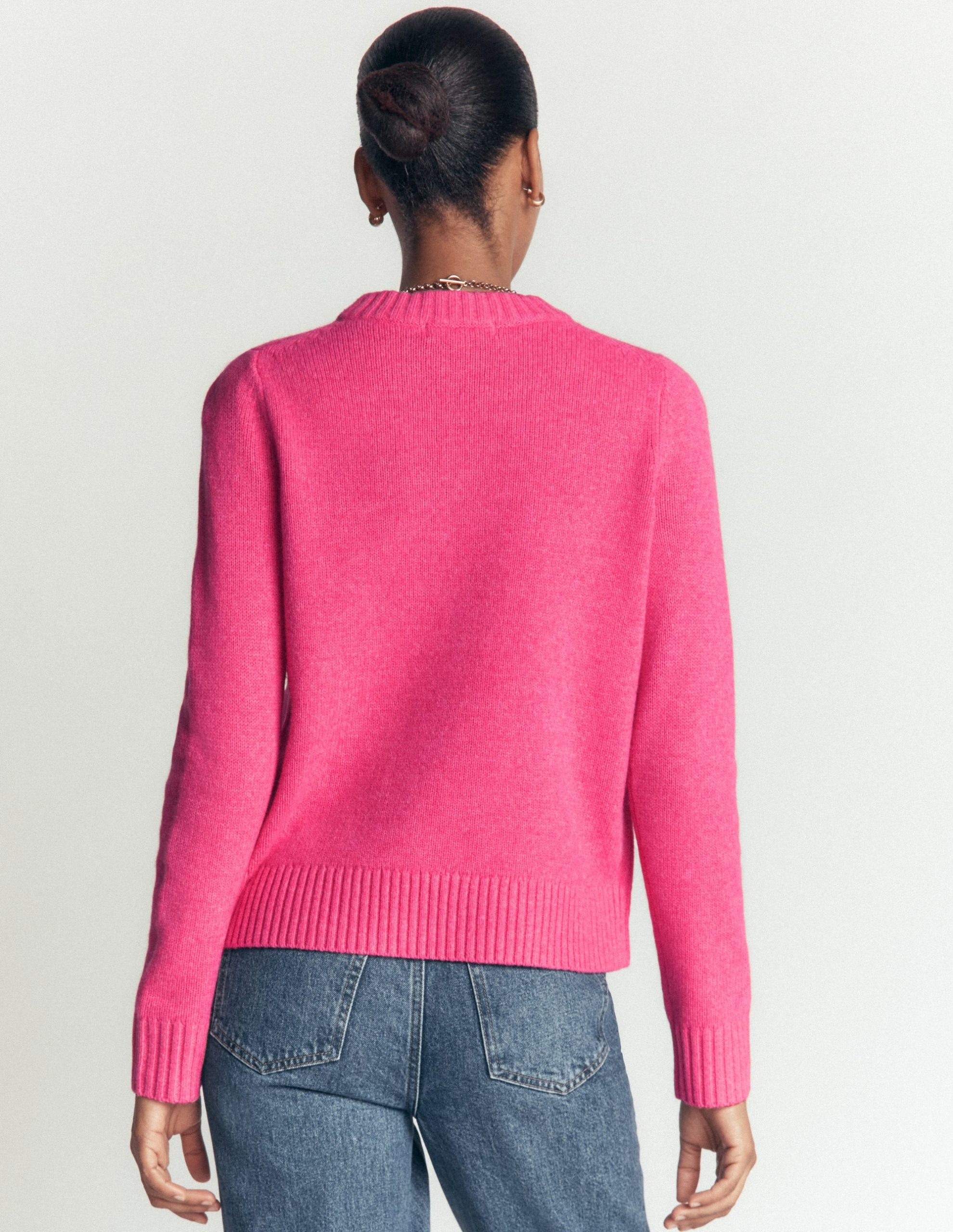 Marta Merino Wool Crew Sweater-Pink Power - Image 4