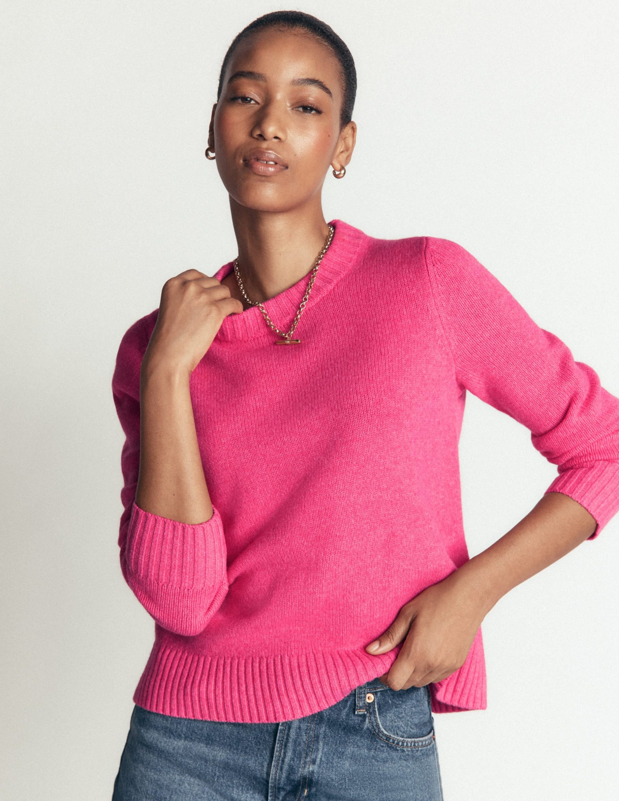 Marta Merino Wool Crew Sweater-Pink Power - Image 5