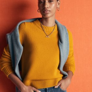 Marta Merino Wool Crew Sweater-Honey Yellow