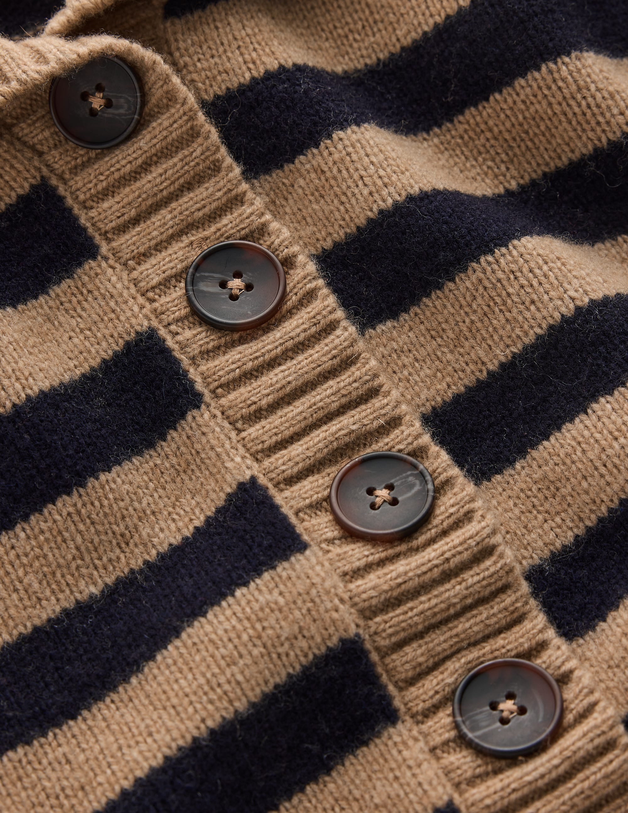 Marta Merino Wool Sailor Top-Camel. Navy Stripe - Image 8