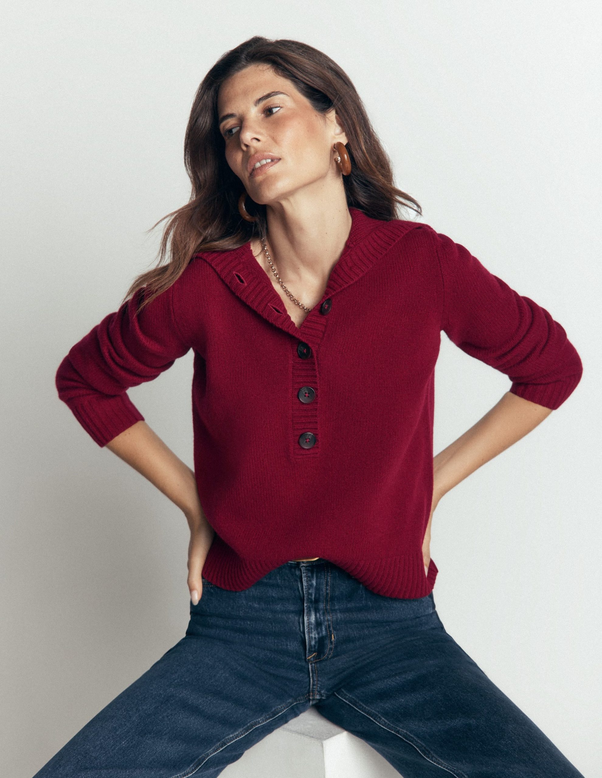 Marta Merino Wool Sailor Top-Pinotage