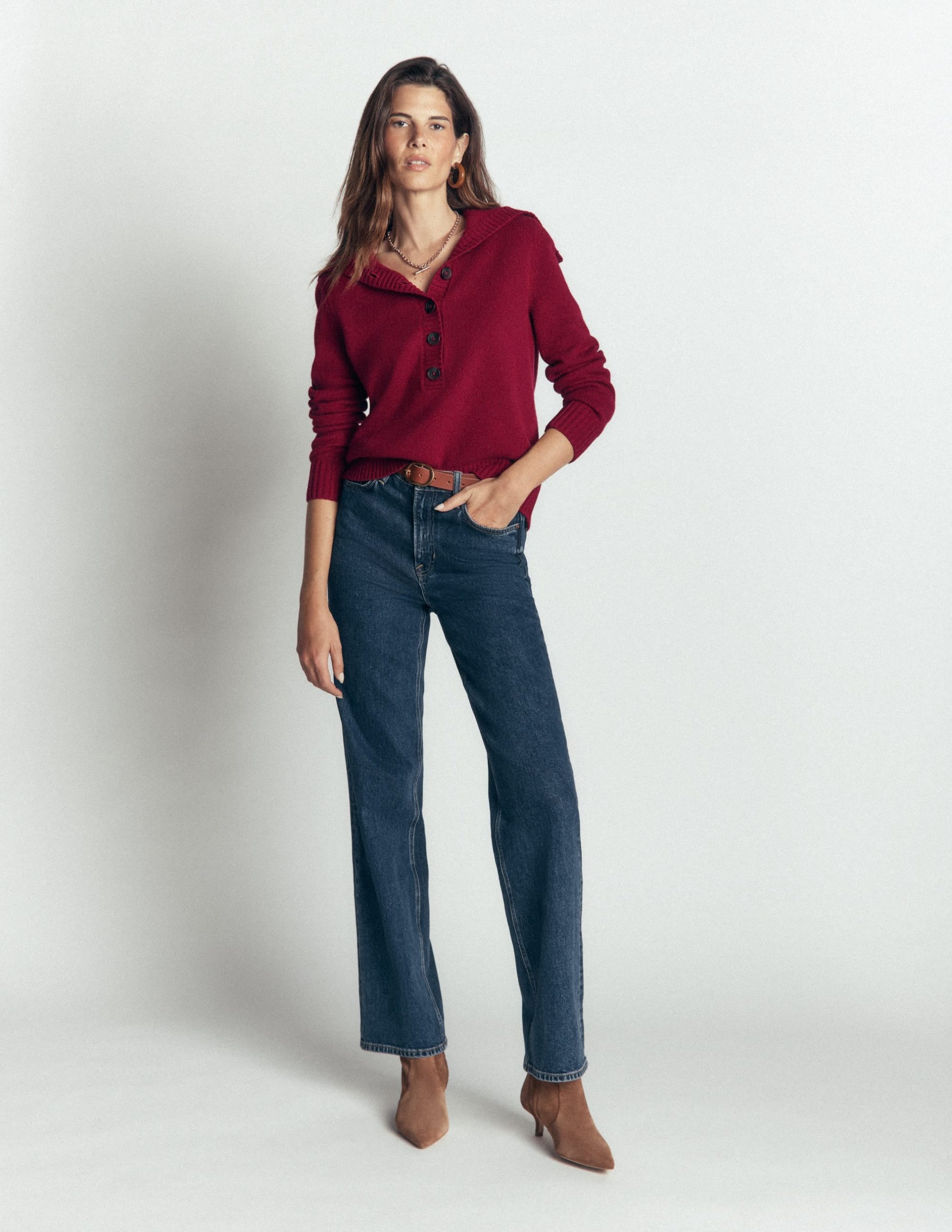 Marta Merino Wool Sailor Top-Pinotage - Image 4