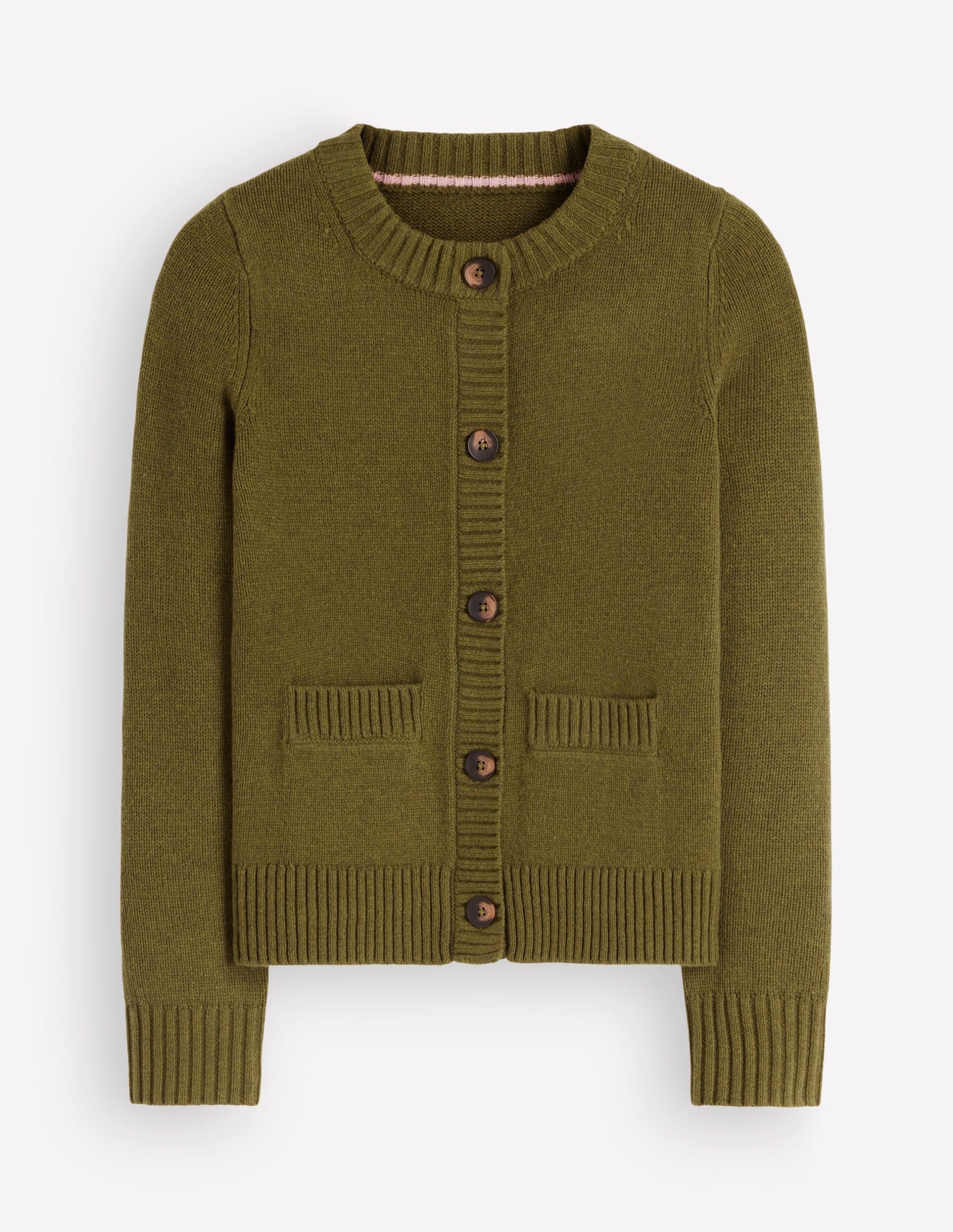 Marta Merino Wool Cardigan-Ochre Green - Image 6