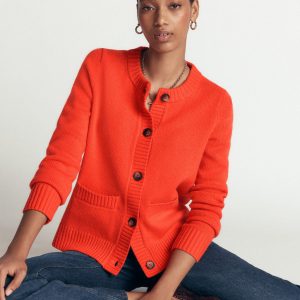 Marta Merino Wool Cardigan-Sunset Orange