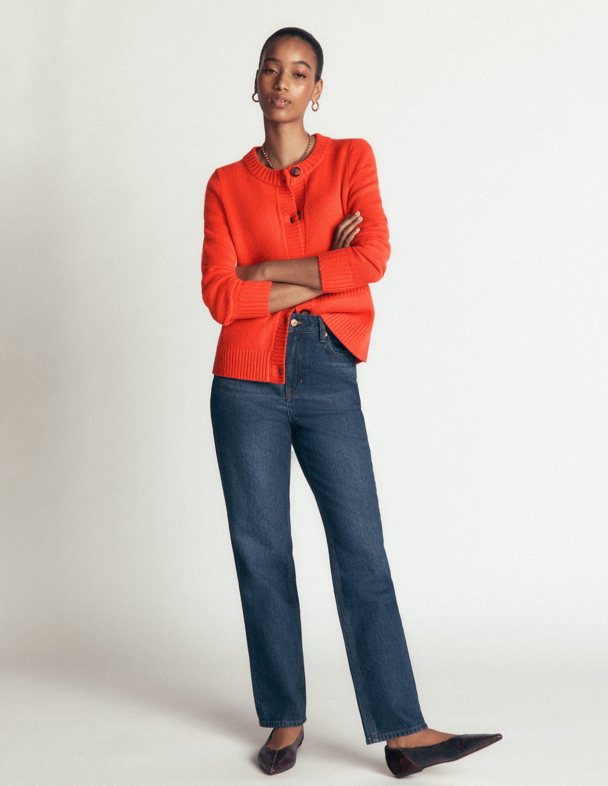 Marta Merino Wool Cardigan-Sunset Orange - Image 4