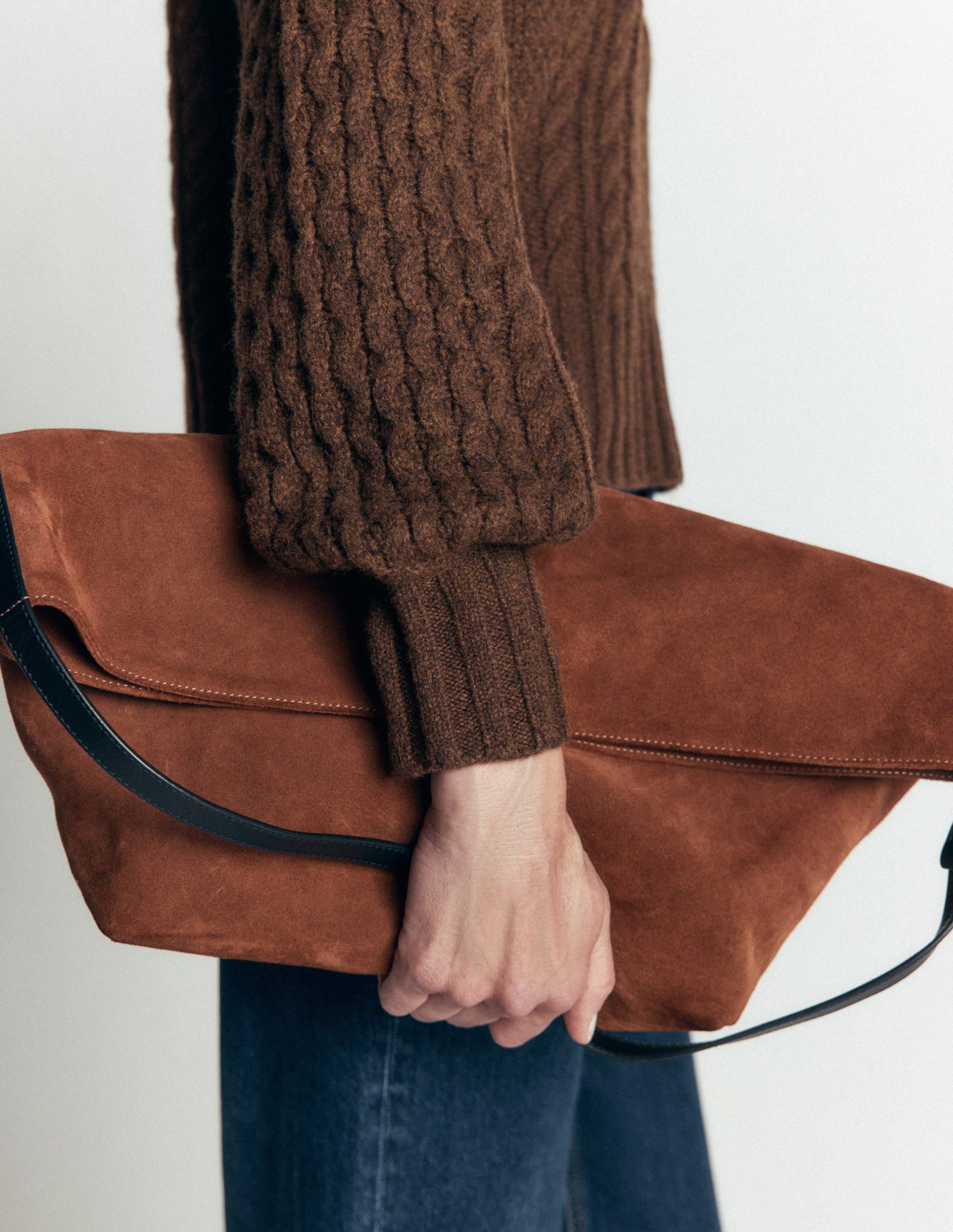 Collared Cable Knit Sweater-Raw Umber - Image 7