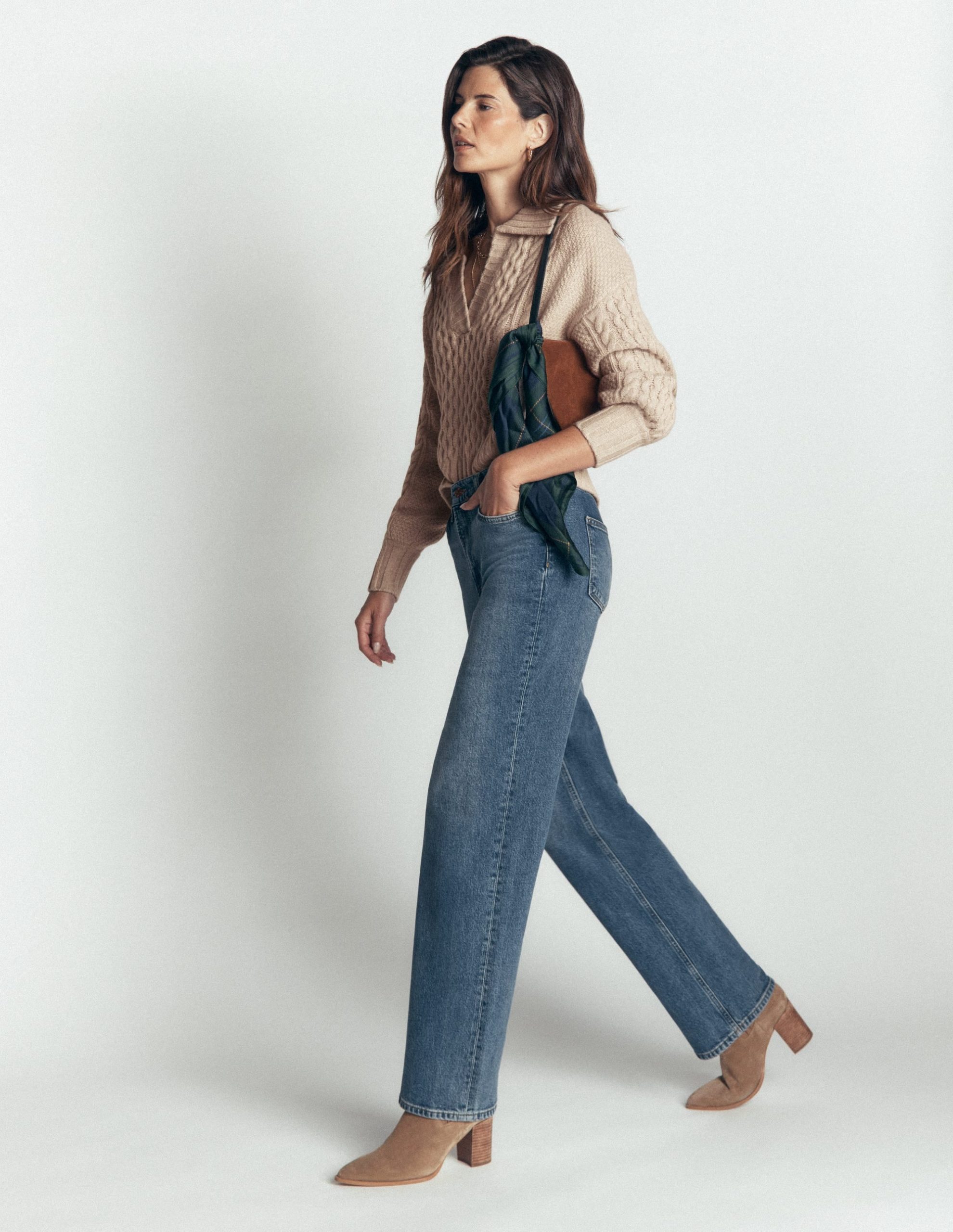 Collared Cable Knit Sweater-Oatmeal - Image 6