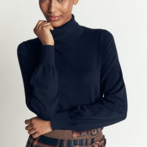 Camilla Roll Neck Sweater-Navy