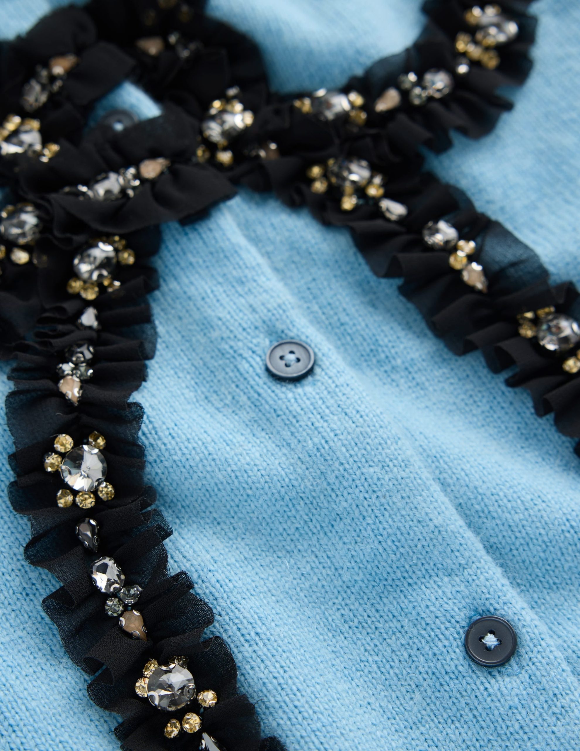 Ria Embellished Knit Cardigan-Blue. Bow - Image 6